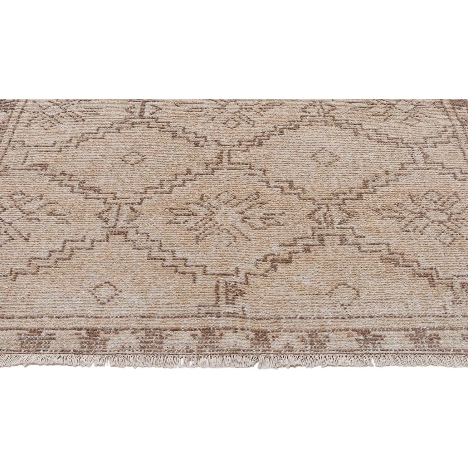 Kathryn Diamond Patterned Hand Knotted Rug - Brown, Wool
