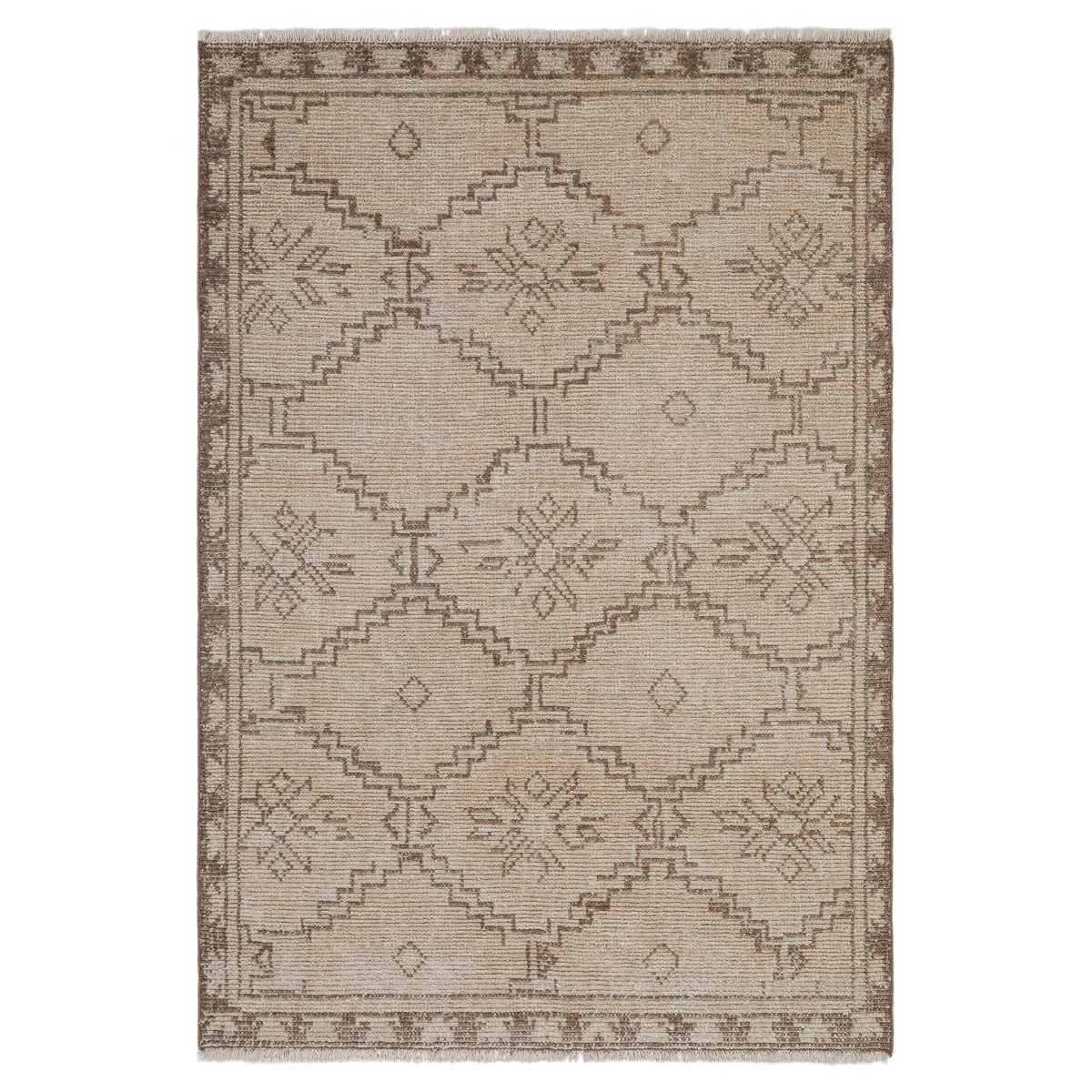 Kathryn Diamond Patterned Hand Knotted Rug - Brown, Wool image