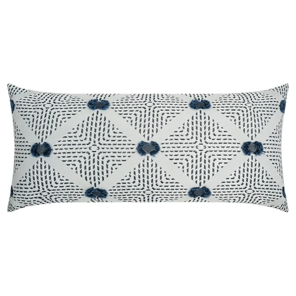 Kathy Diamond Patterned Lumbar Pillow - White, Polyester image
