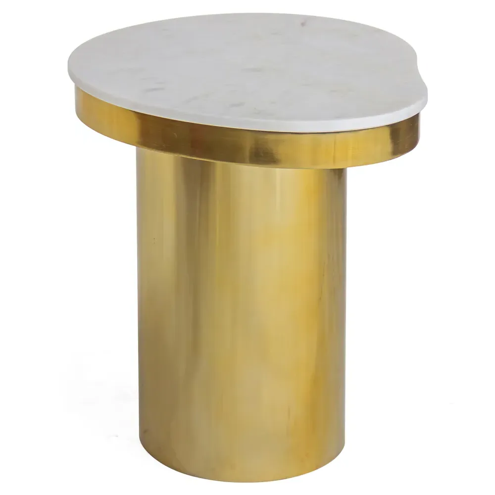 Katie Side Table - White, Marble