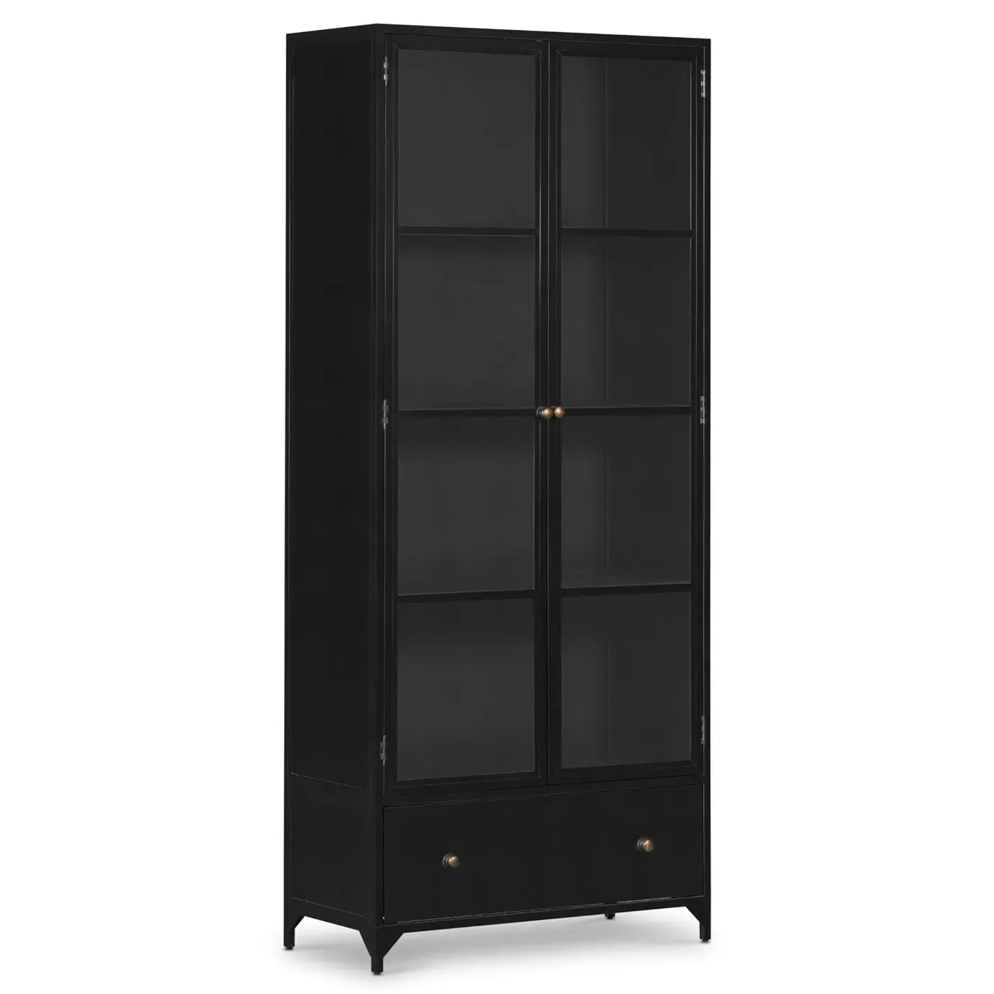 Katren Display Case with Glass Doors - Black, Iron