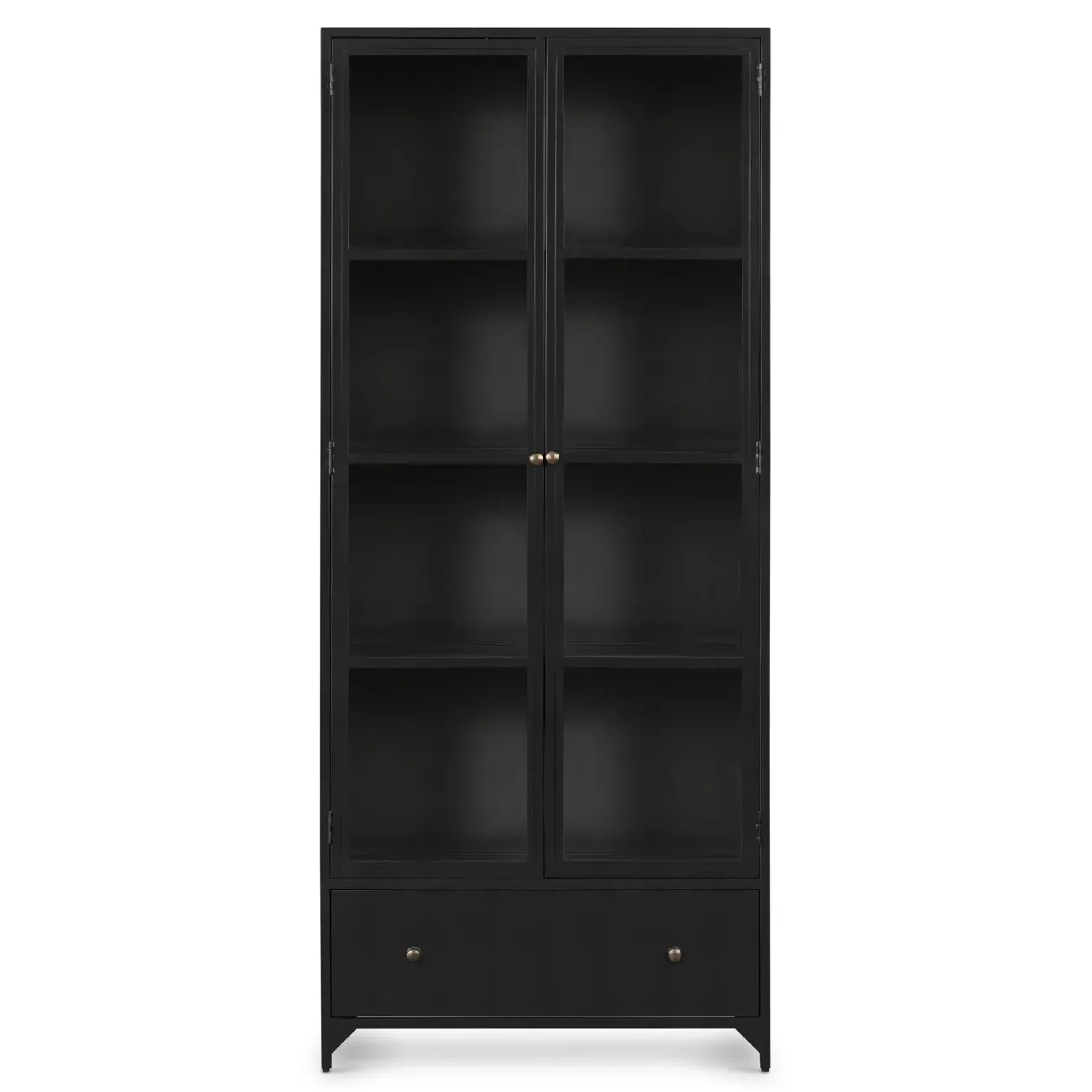 Katren Display Case with Glass Doors - Black, Iron image