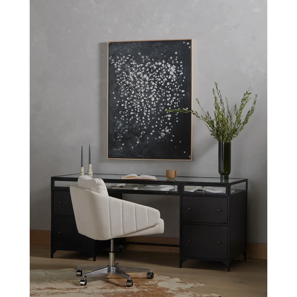 Katren Executive Desk with Glass Top - Black, Iron