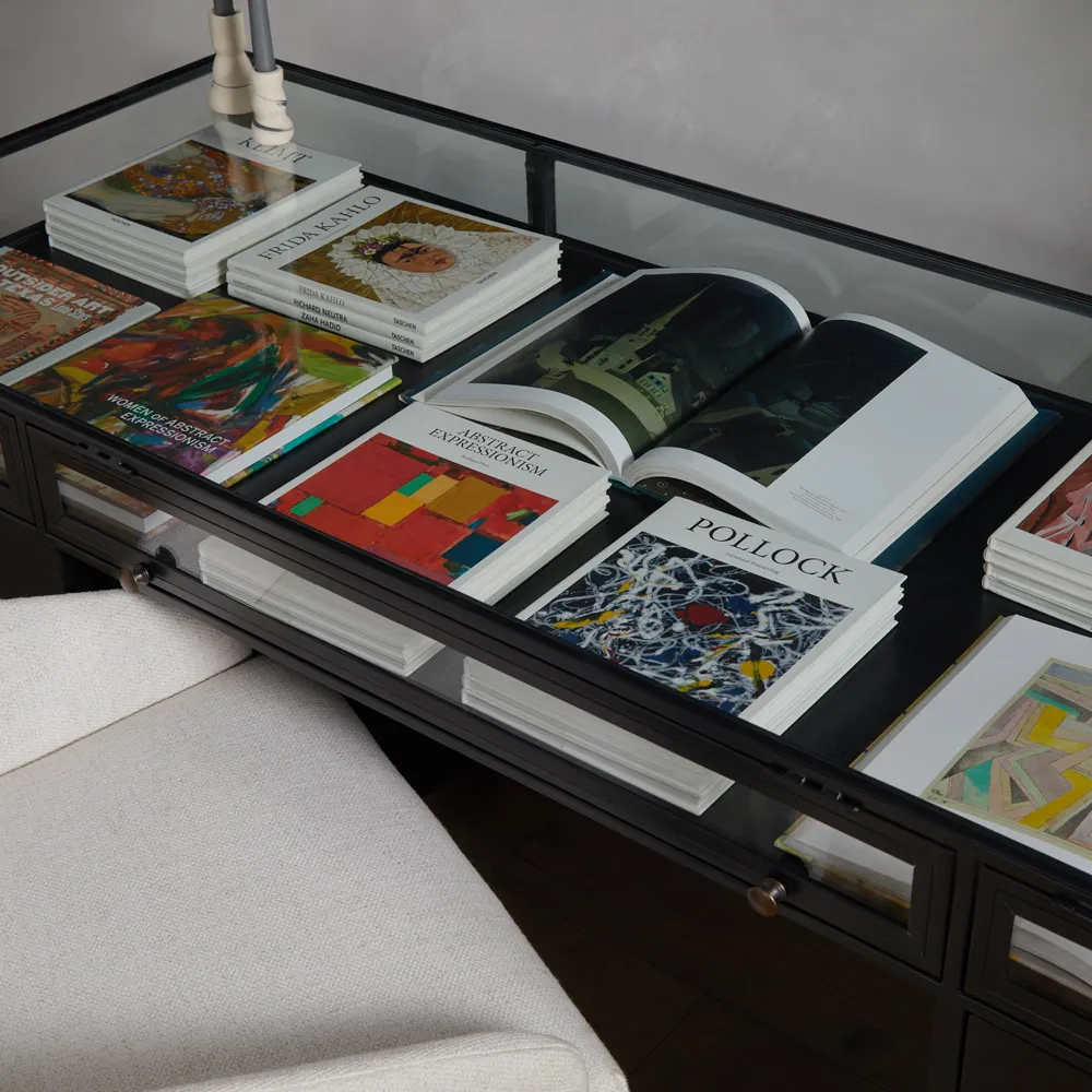 Katren Executive Desk with Glass Top - Black, Iron