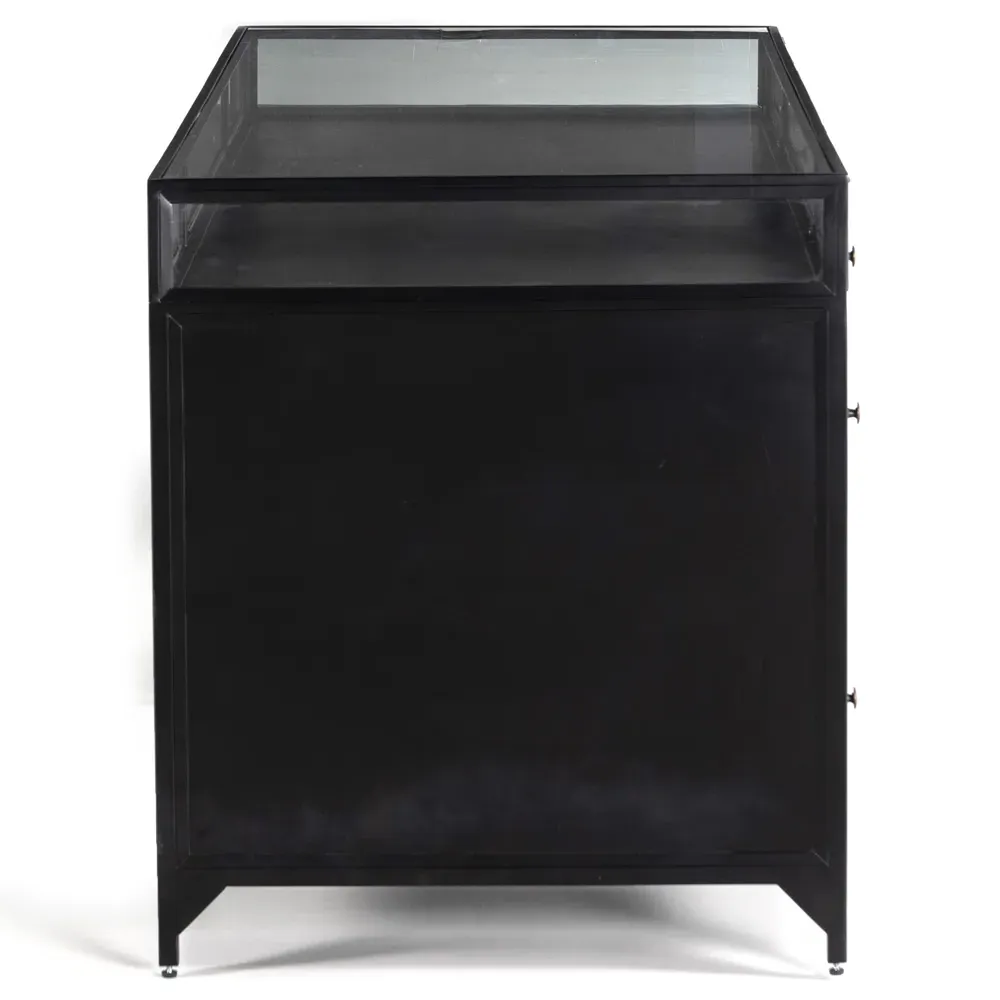 Katren Executive Desk with Glass Top - Black, Iron
