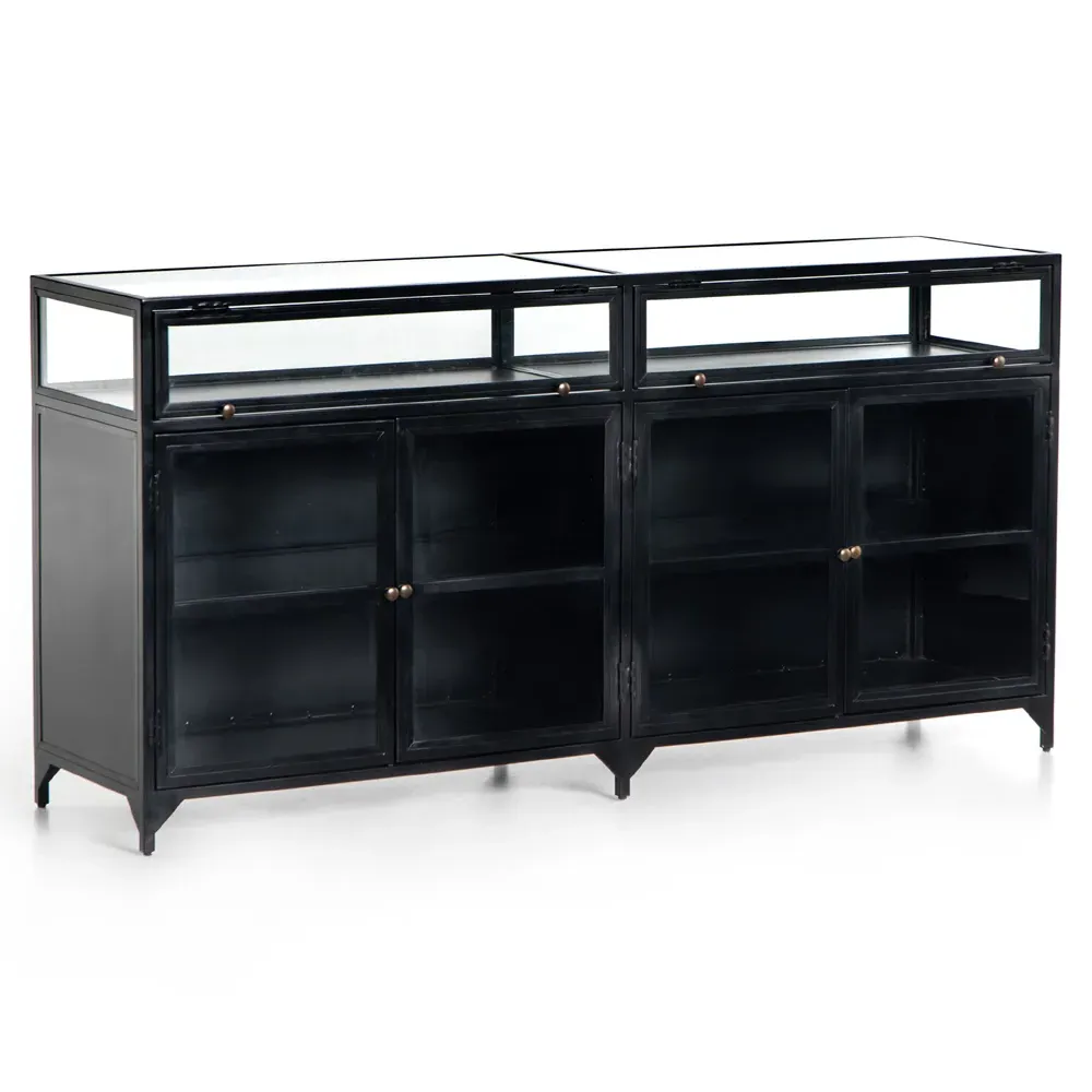 Katren Sideboard with Glass Doors - Black, Iron