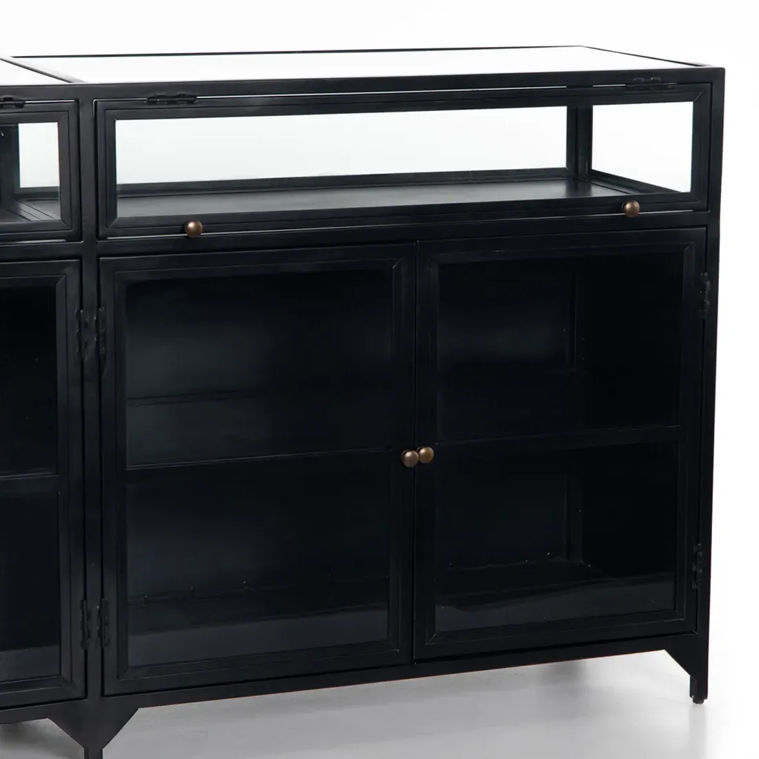 Katren Sideboard with Glass Doors - Black, Iron