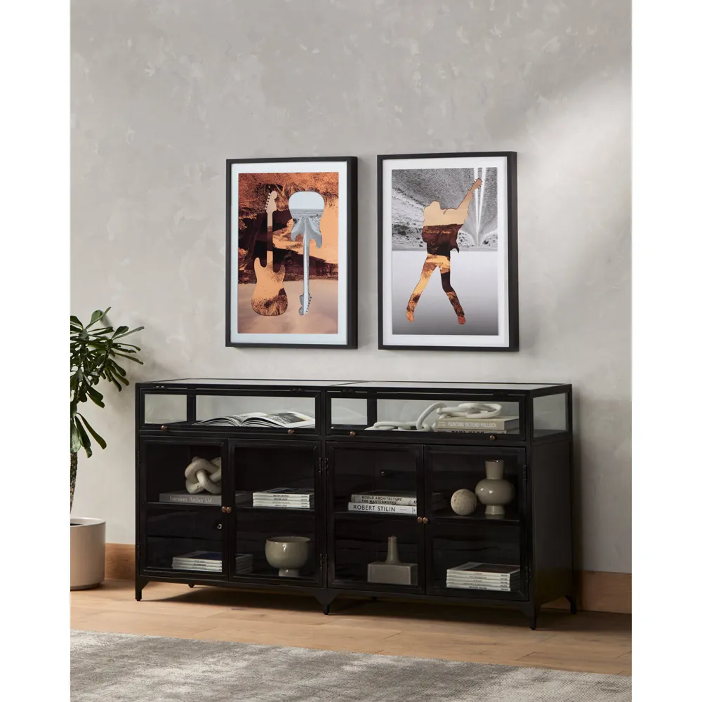 Katren Sideboard with Glass Doors - Black, Iron