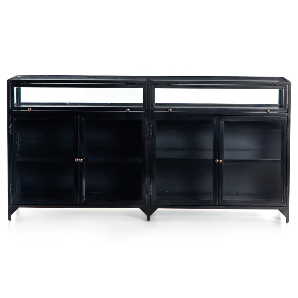 Katren Sideboard with Glass Doors - Black, Iron