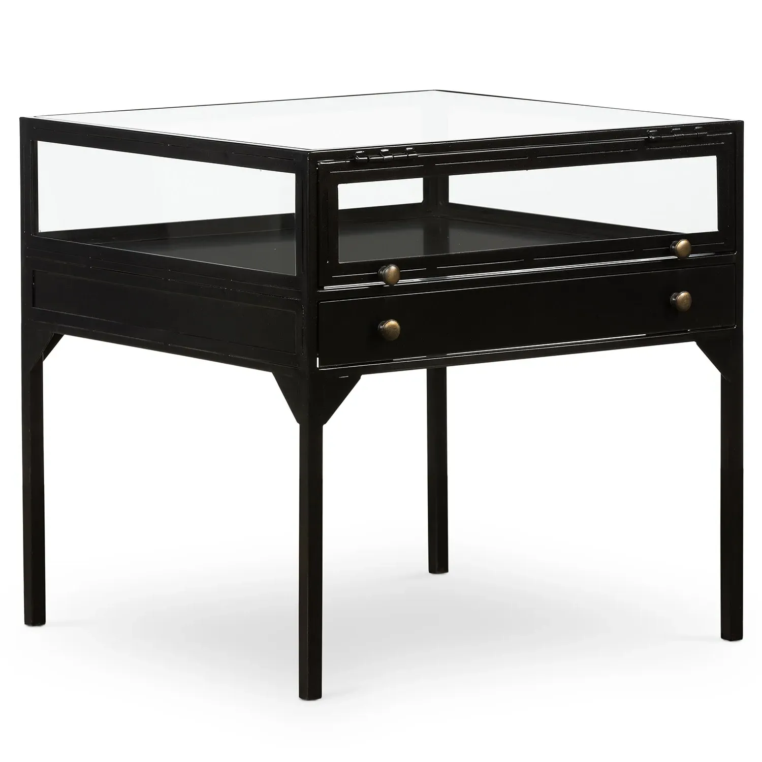 Katren Square End Table - Black, Glass