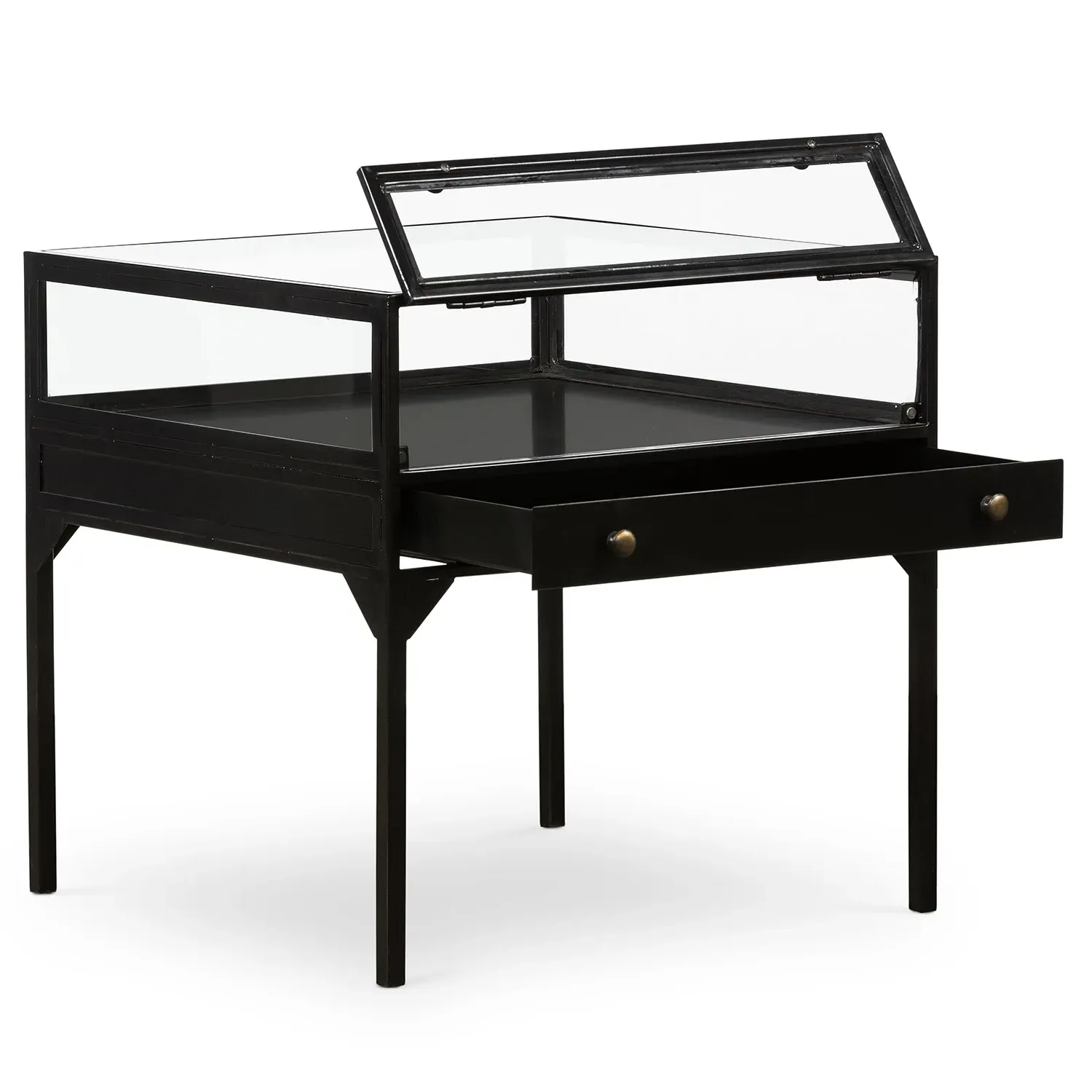 Katren Square End Table - Black, Glass