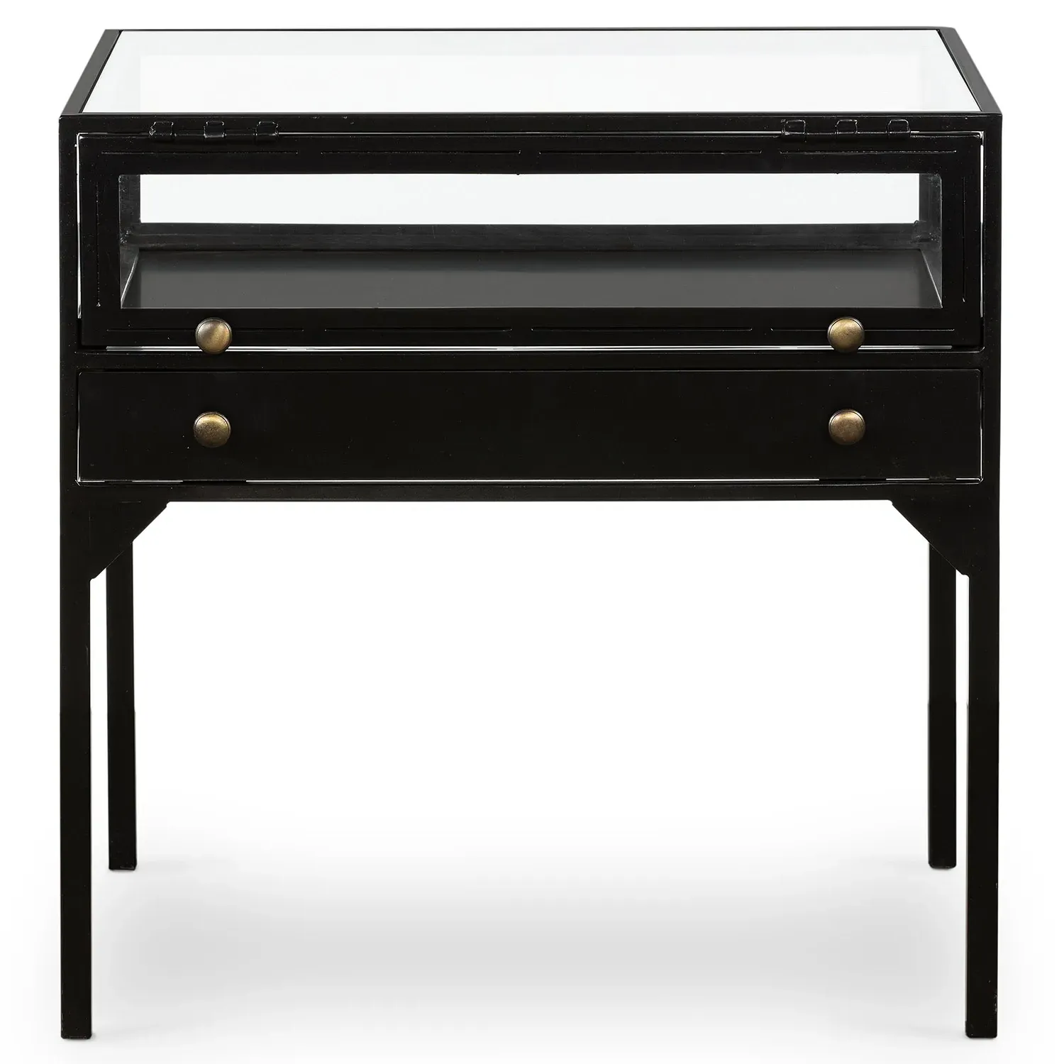 Katren Square End Table - Black, Glass image