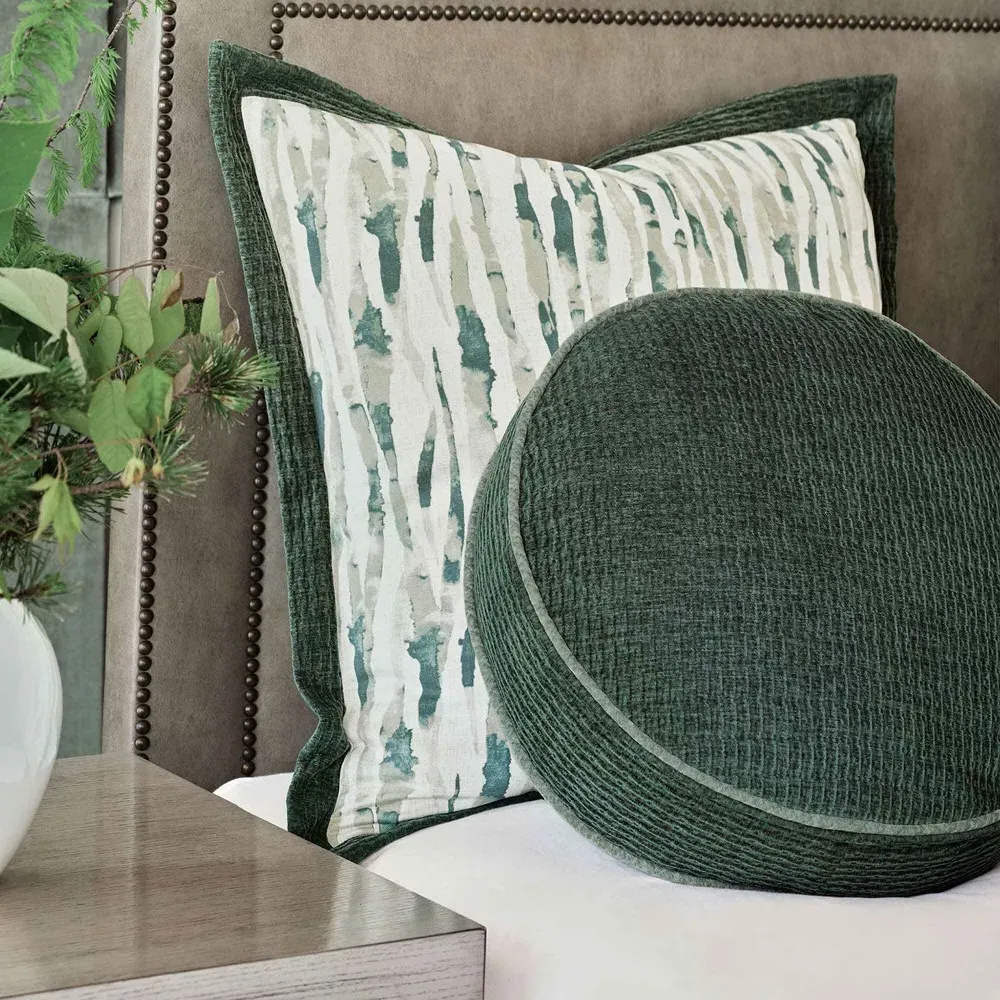 Katriel Round 18x18 Throw Pillow - Green, Chenille