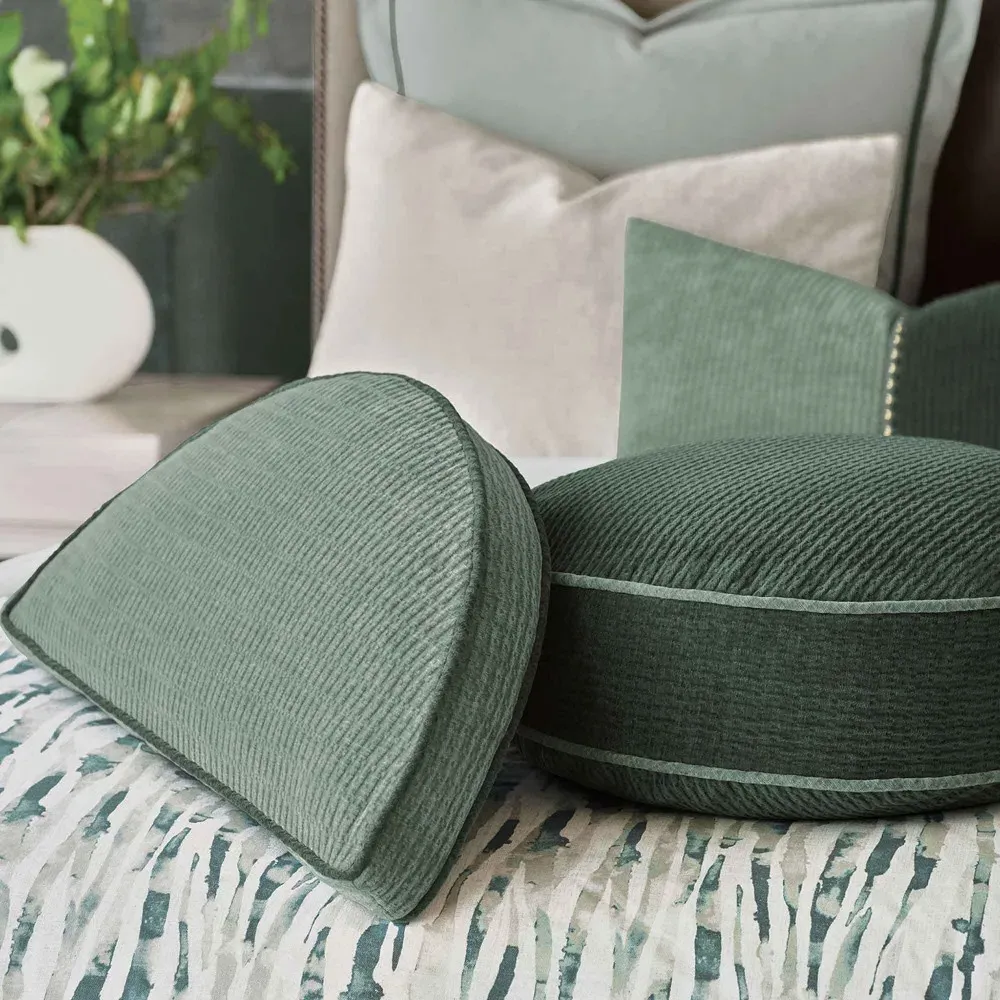 Katriel Round 18x18 Throw Pillow - Green, Chenille