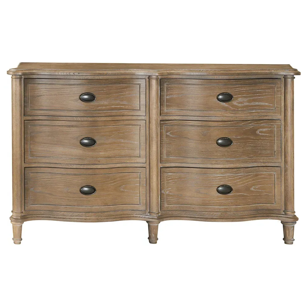 Katrina 6 Drawer Double Dresser - Brown Wood
