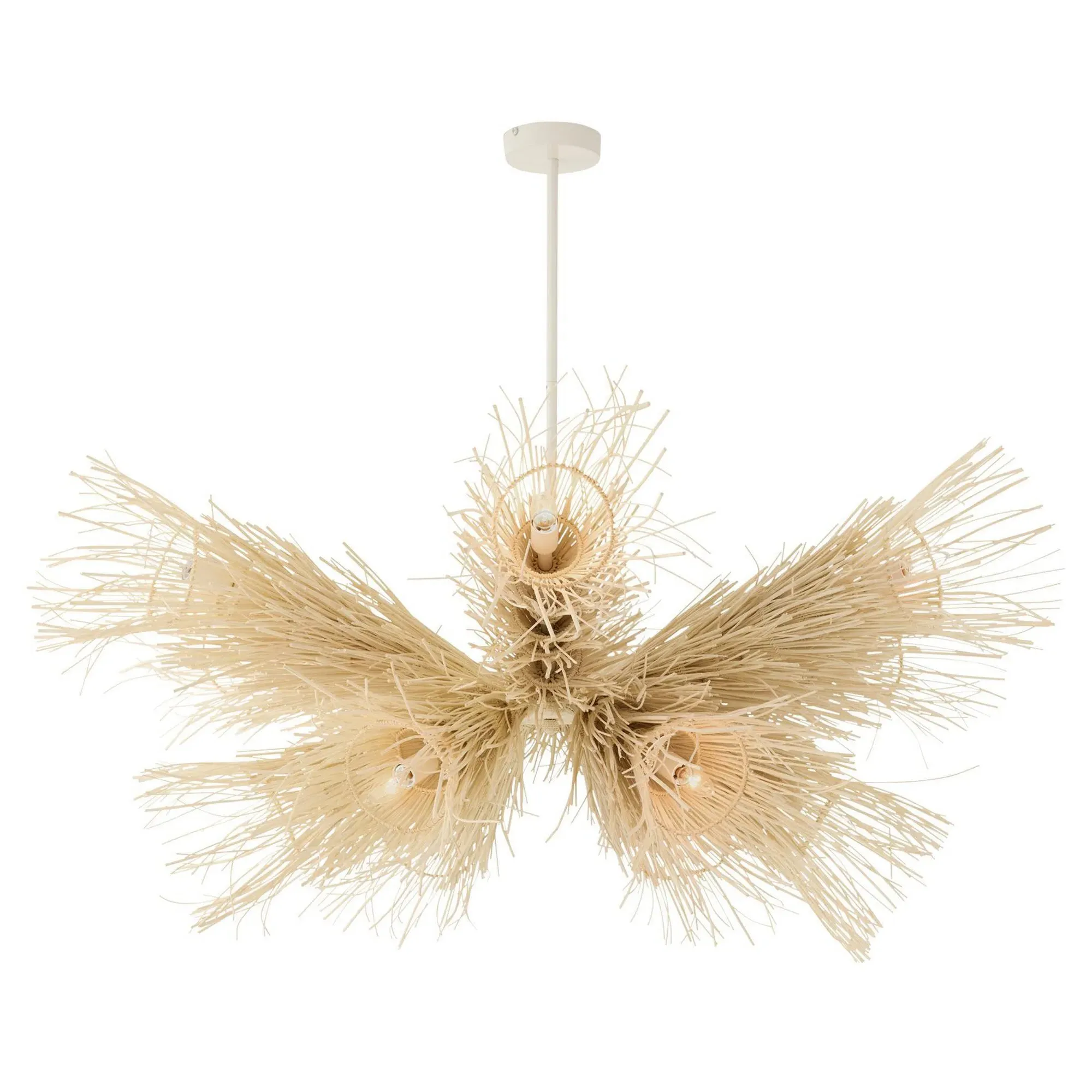 Kauai Coastal Beach Woven Rattan Chandelier - Beige