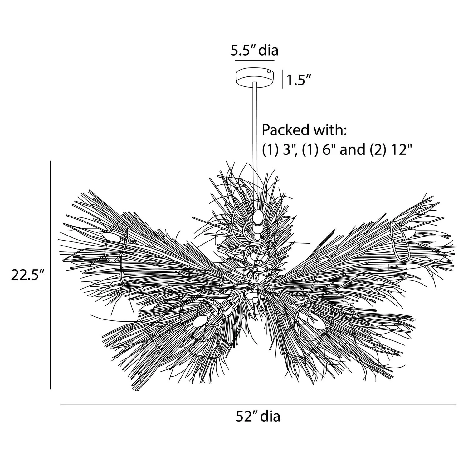 Kauai Coastal Beach Woven Rattan Chandelier - Beige