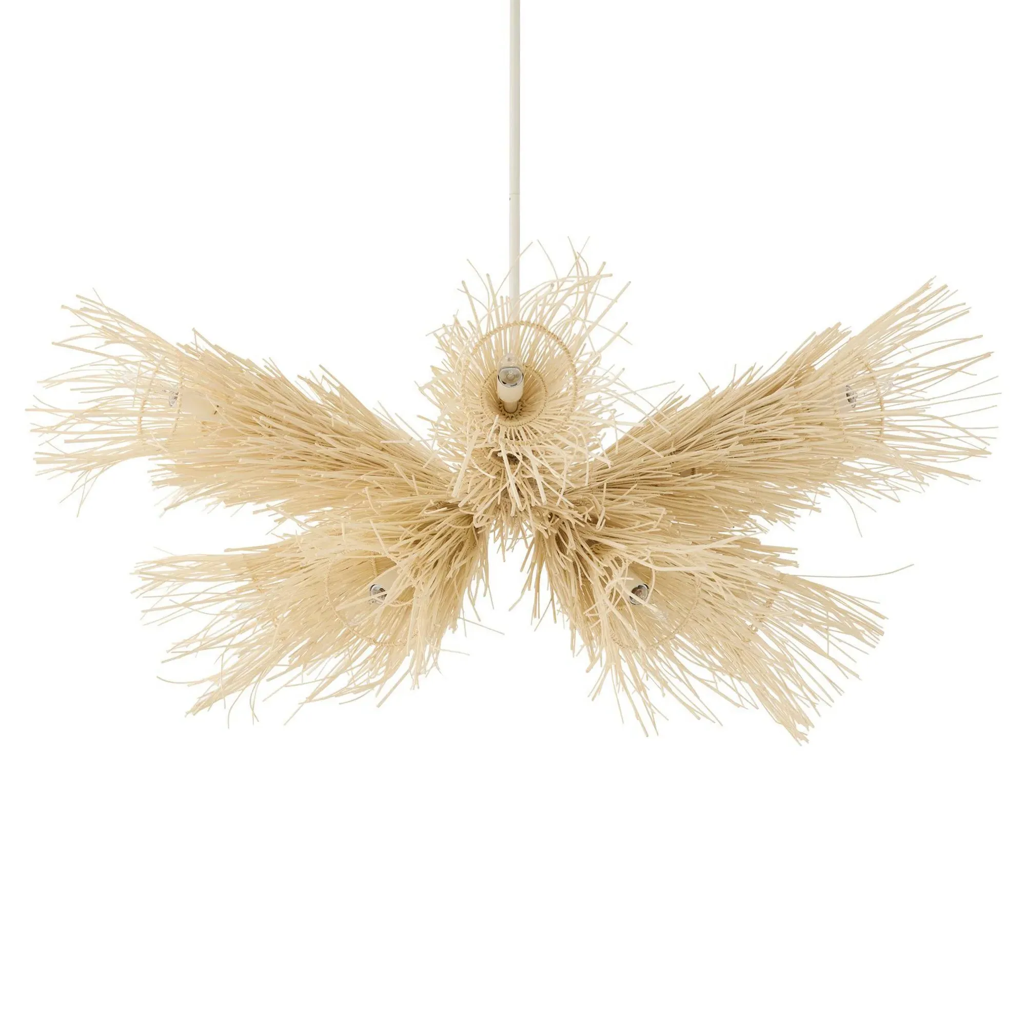 Kauai Coastal Beach Woven Rattan Chandelier - Beige