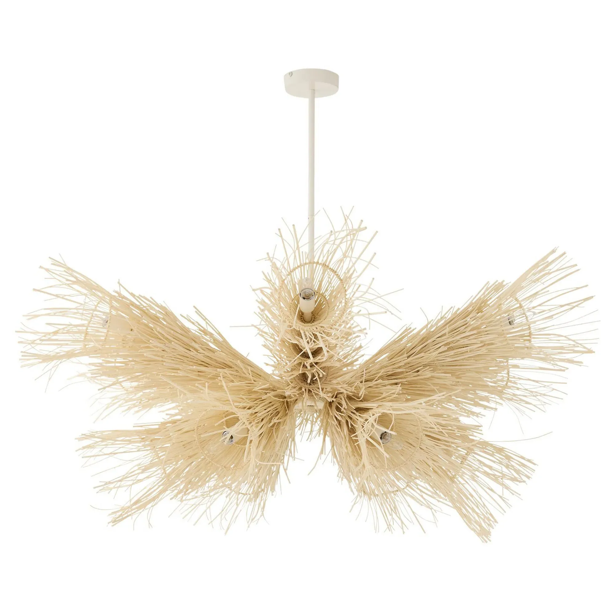 Kauai Coastal Beach Woven Rattan Chandelier - Beige image