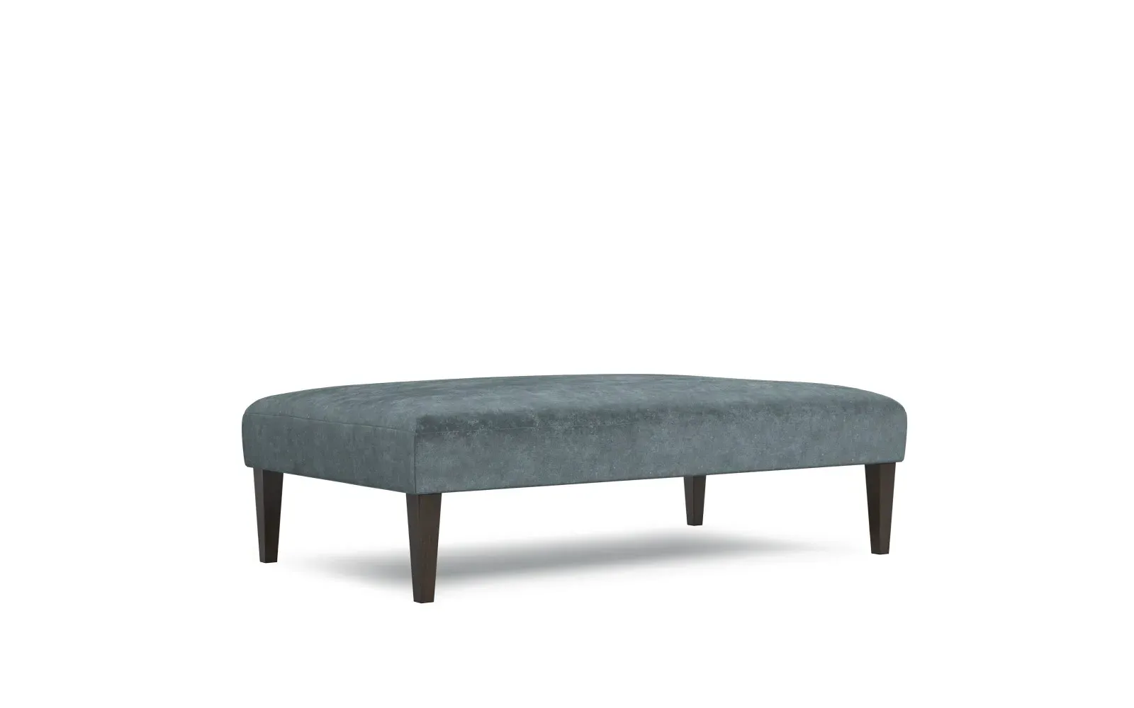 Kavita Rectangular Ottoman - Slate Blue, Velvet