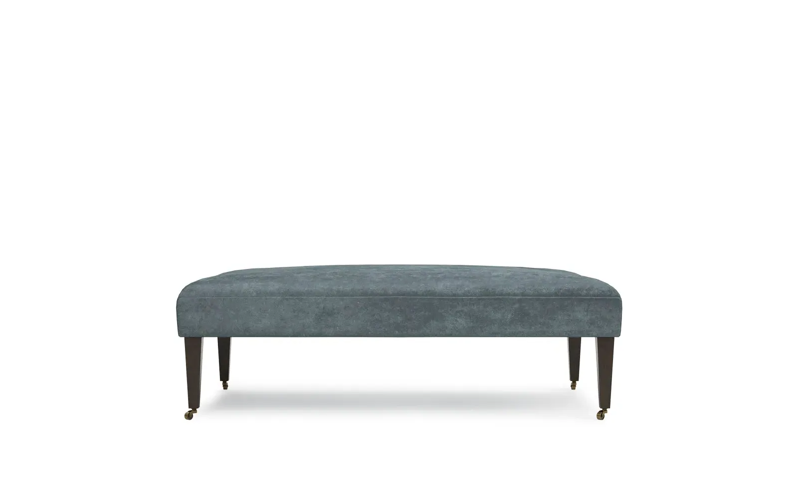 Kavita Rectangular Ottoman - Slate Blue, Velvet