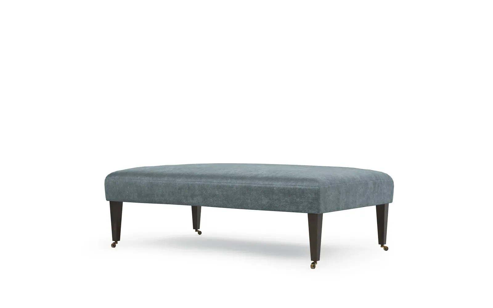 Kavita Rectangular Ottoman - Slate Blue, Velvet