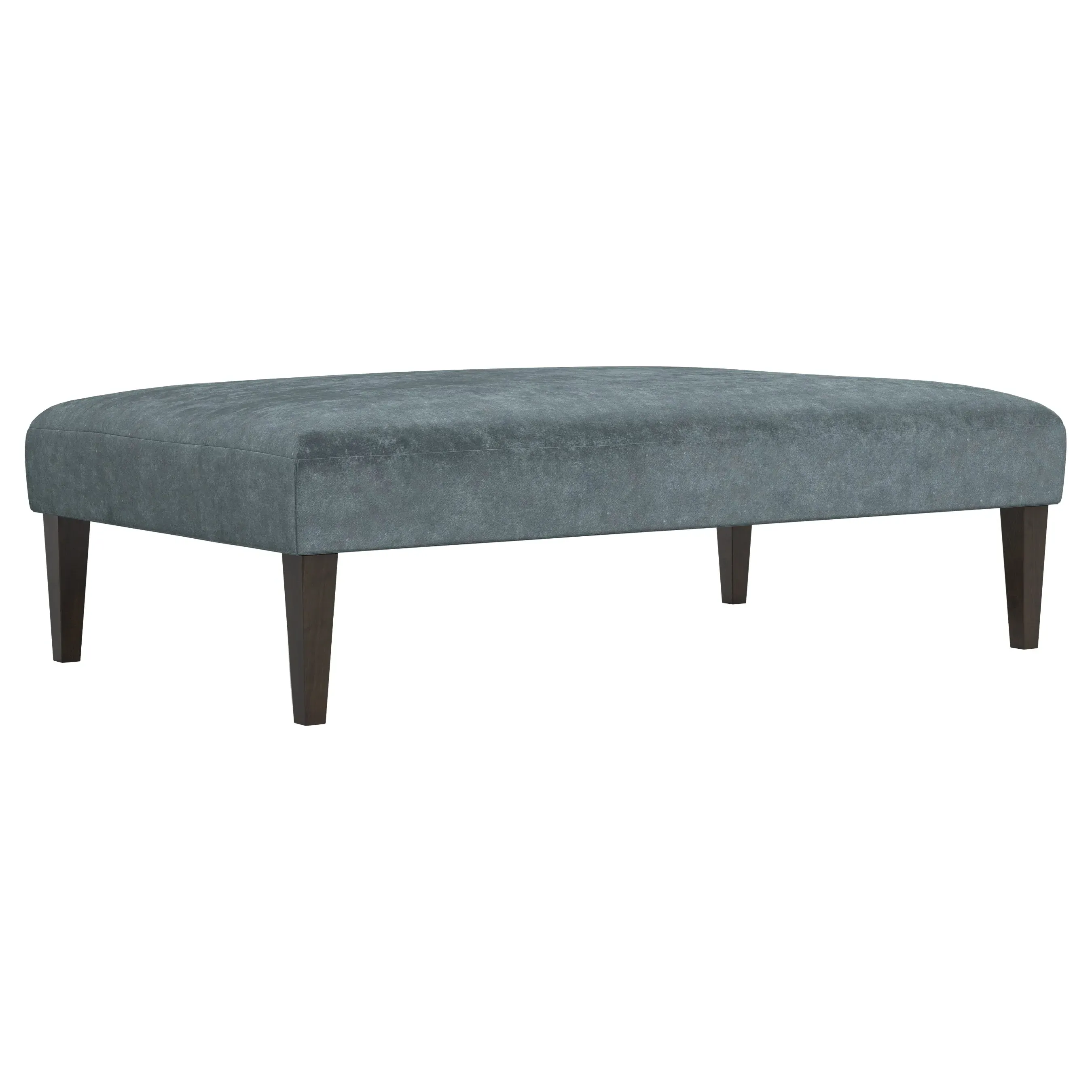 Kavita Rectangular Ottoman - Slate Blue, Velvet