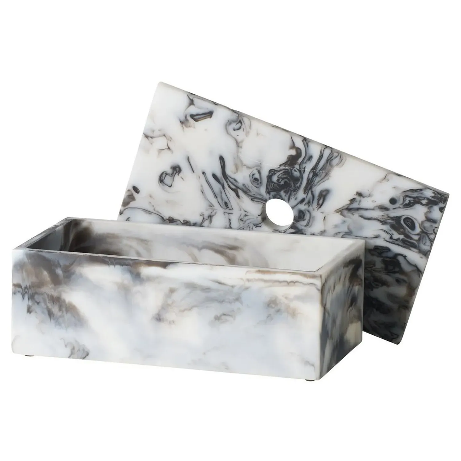 Kayce Swirled Resin Decorative Box Set - Black