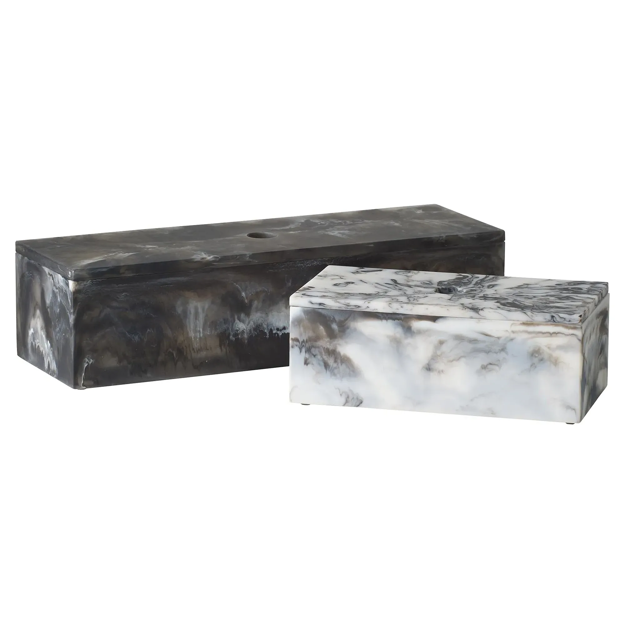 Kayce Swirled Resin Decorative Box Set - Black