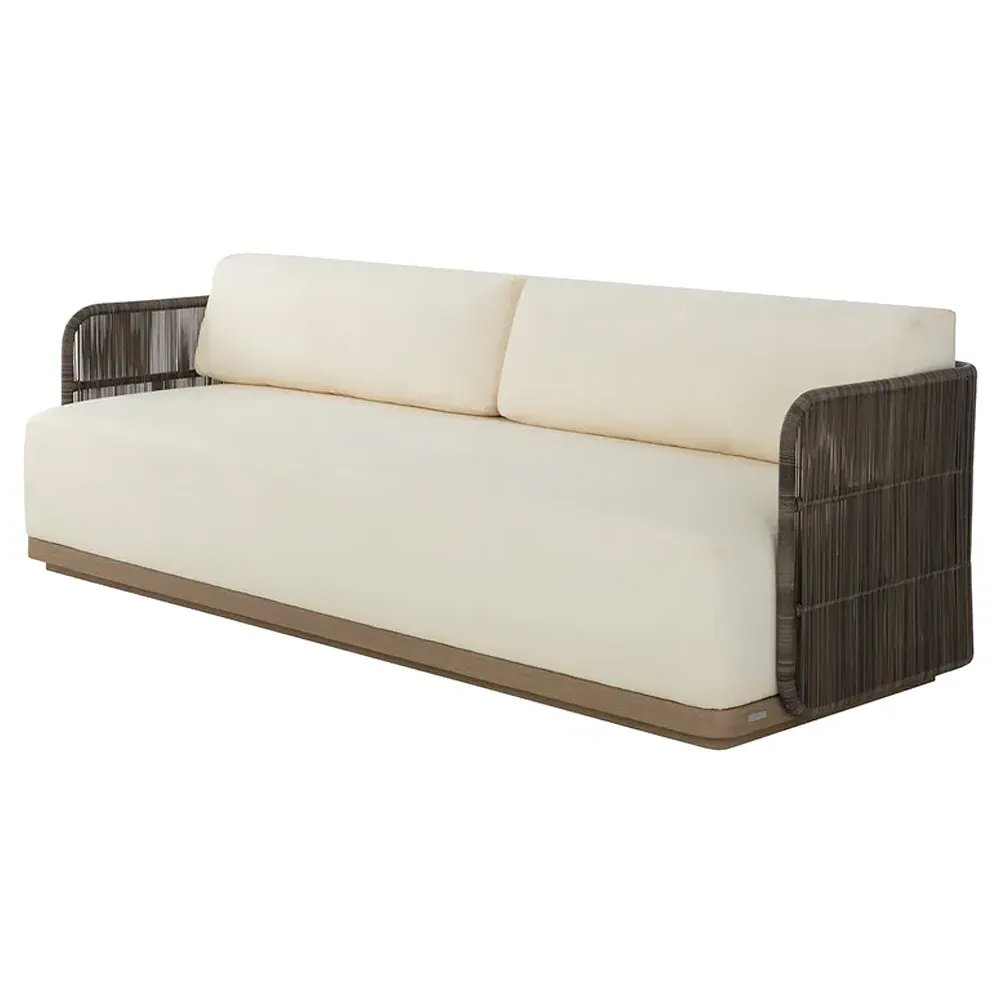 Kayleigh Outdoor Sofa with Cushions - Cream, Teak