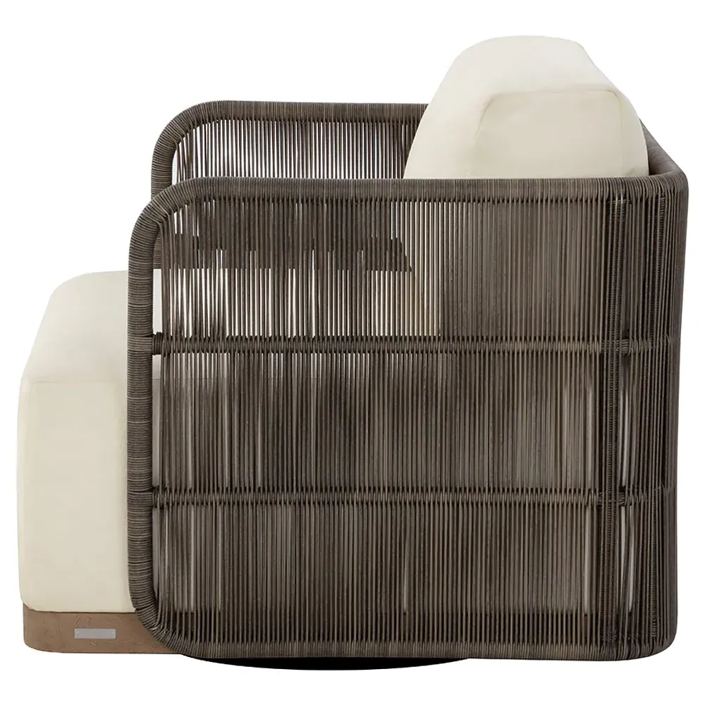Kayleigh Outdoor Swivel Arm Chair with Cushion - Cream, Teak