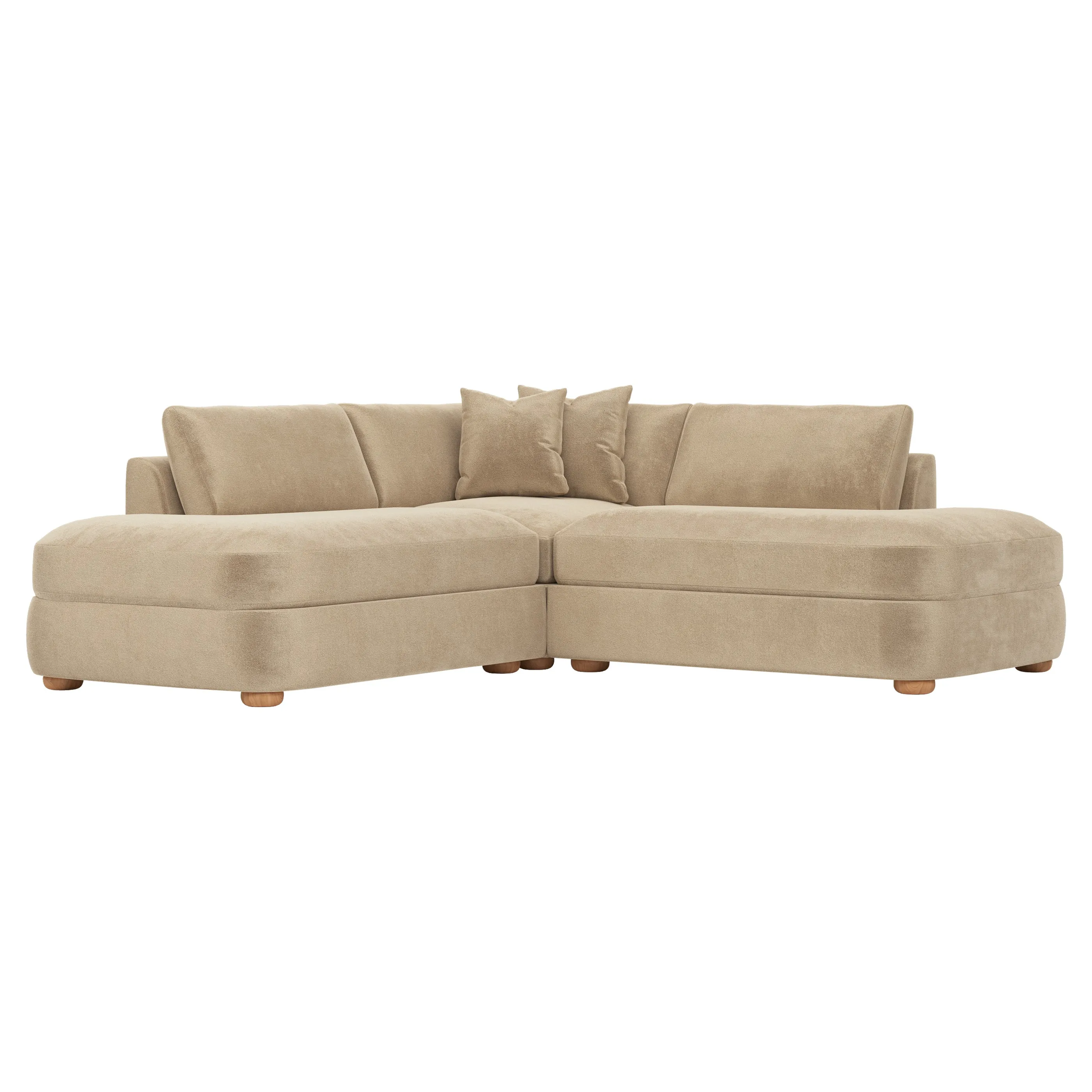 Kaysen Corner Sectional Sofa - Champagne, Velvet image