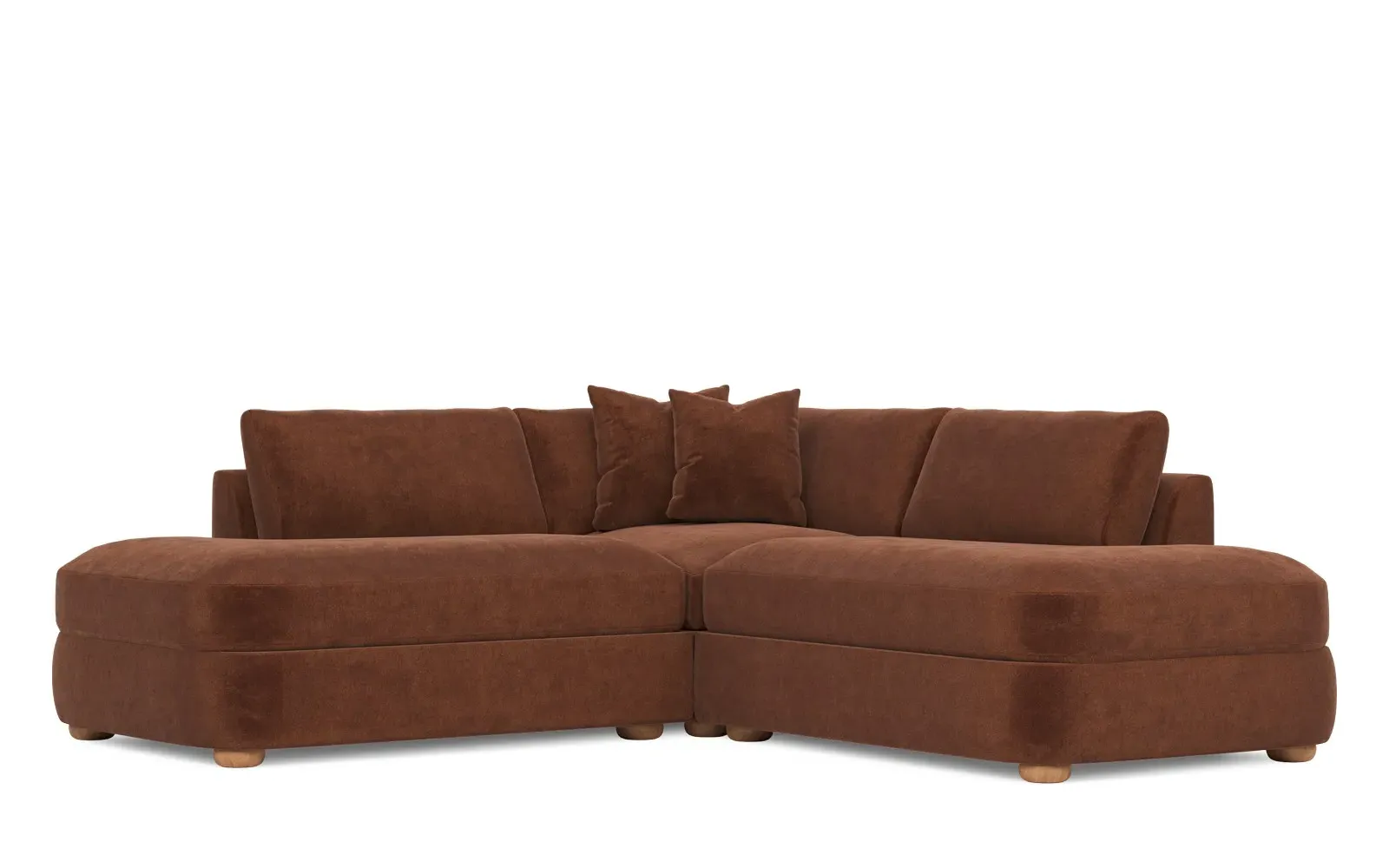 Kaysen Corner Sectional Sofa - Chocolate Mousse, Velvet