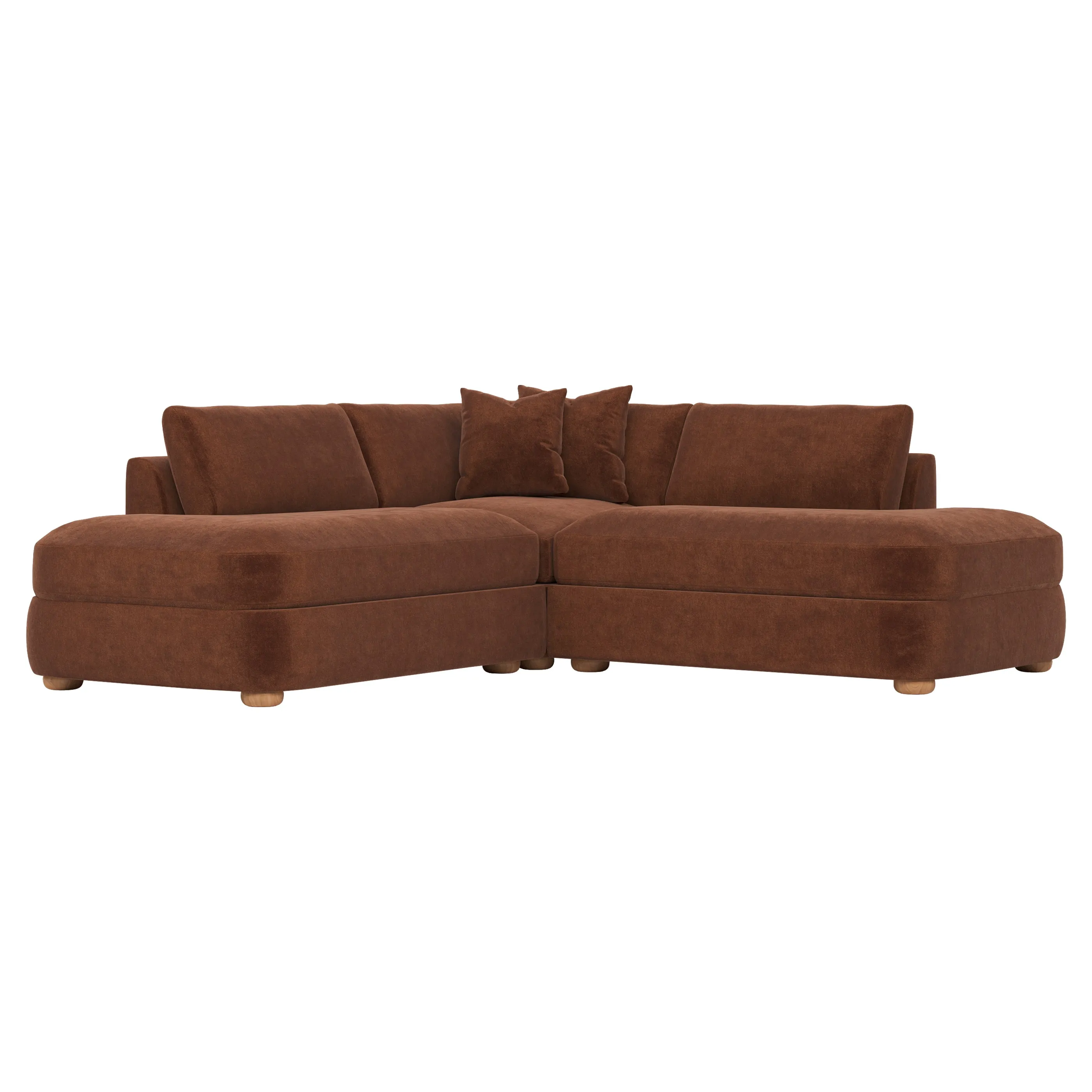 Kaysen Corner Sectional Sofa - Chocolate Mousse, Velvet