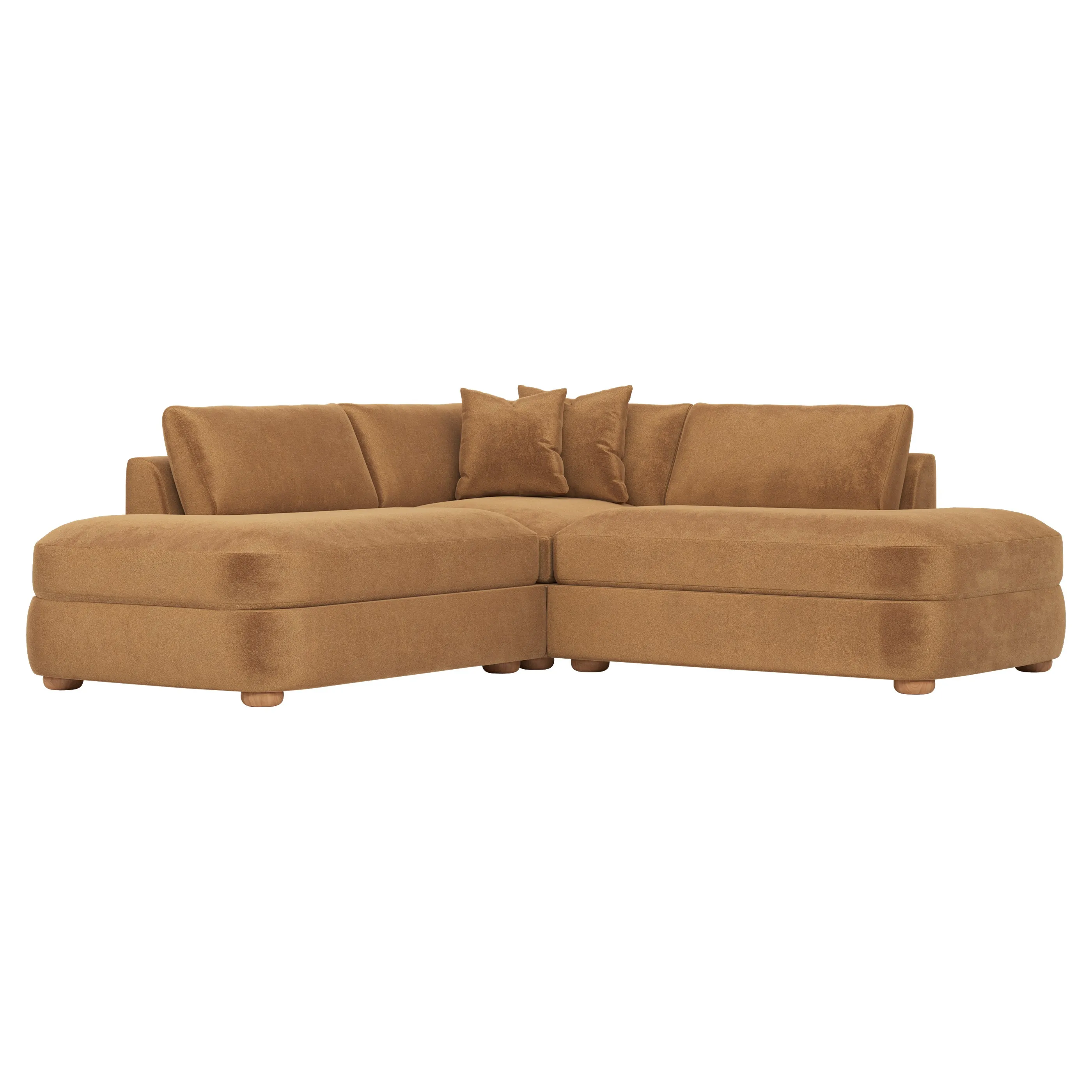 Kaysen Corner Sectional Sofa - Gingerbread, Velvet