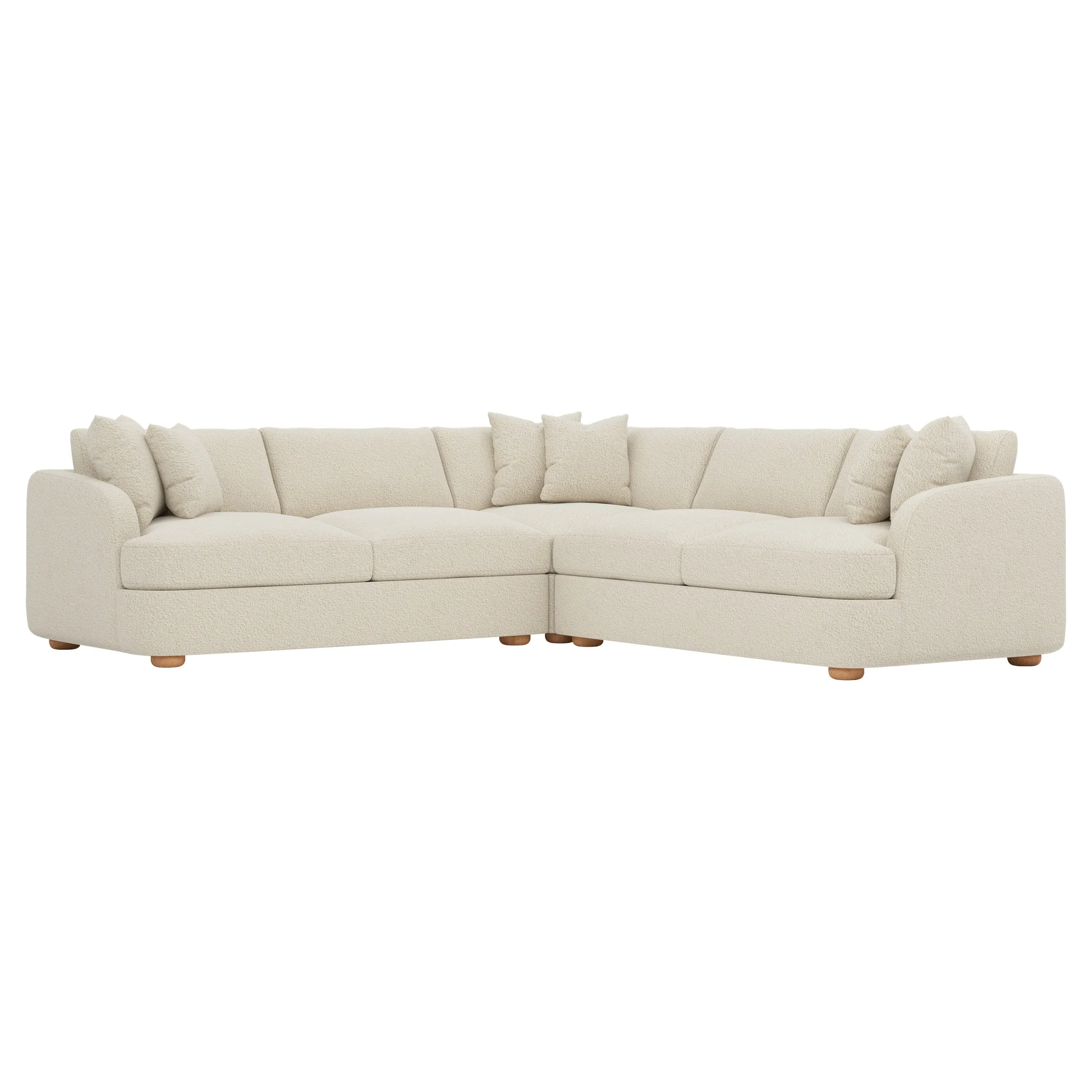 Kaysen L-Shaped Textured Bouclé Sectional - Whipped Cream