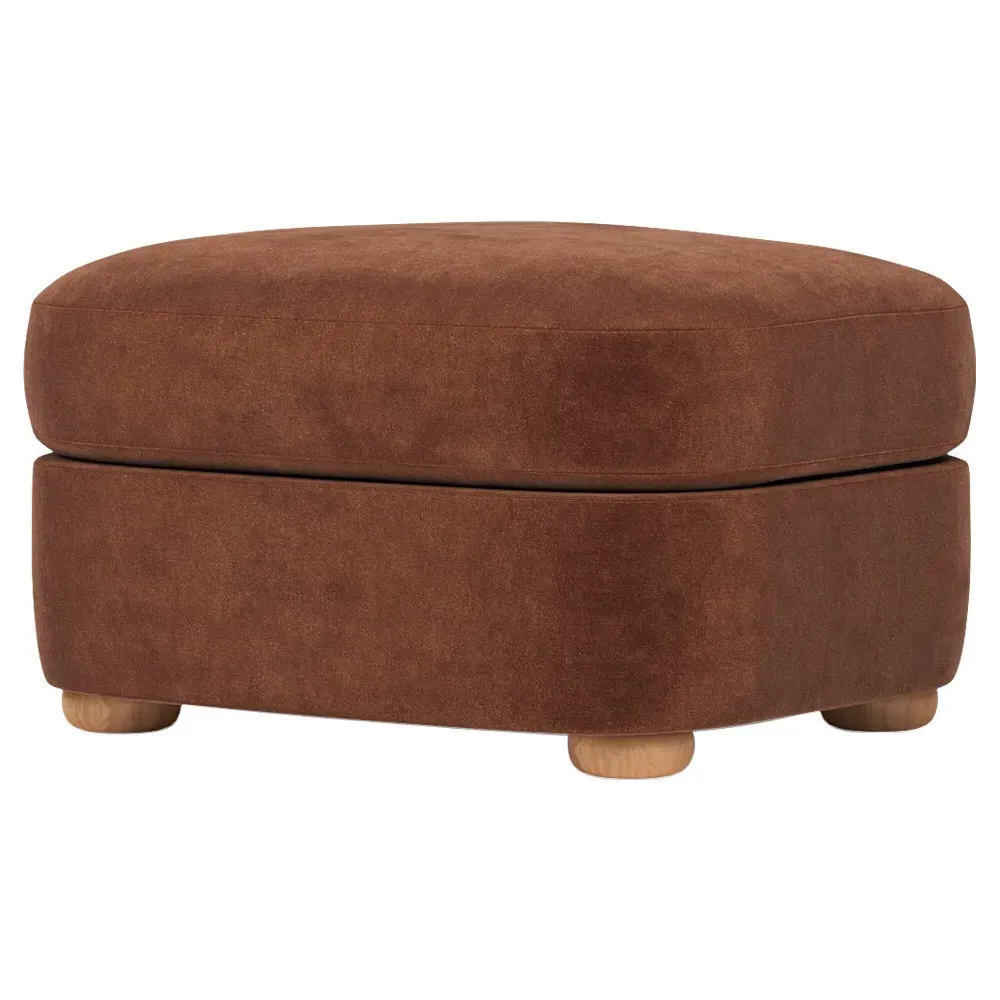 Kaysen Ottoman - Chocolate Mousse, Performance Velvet