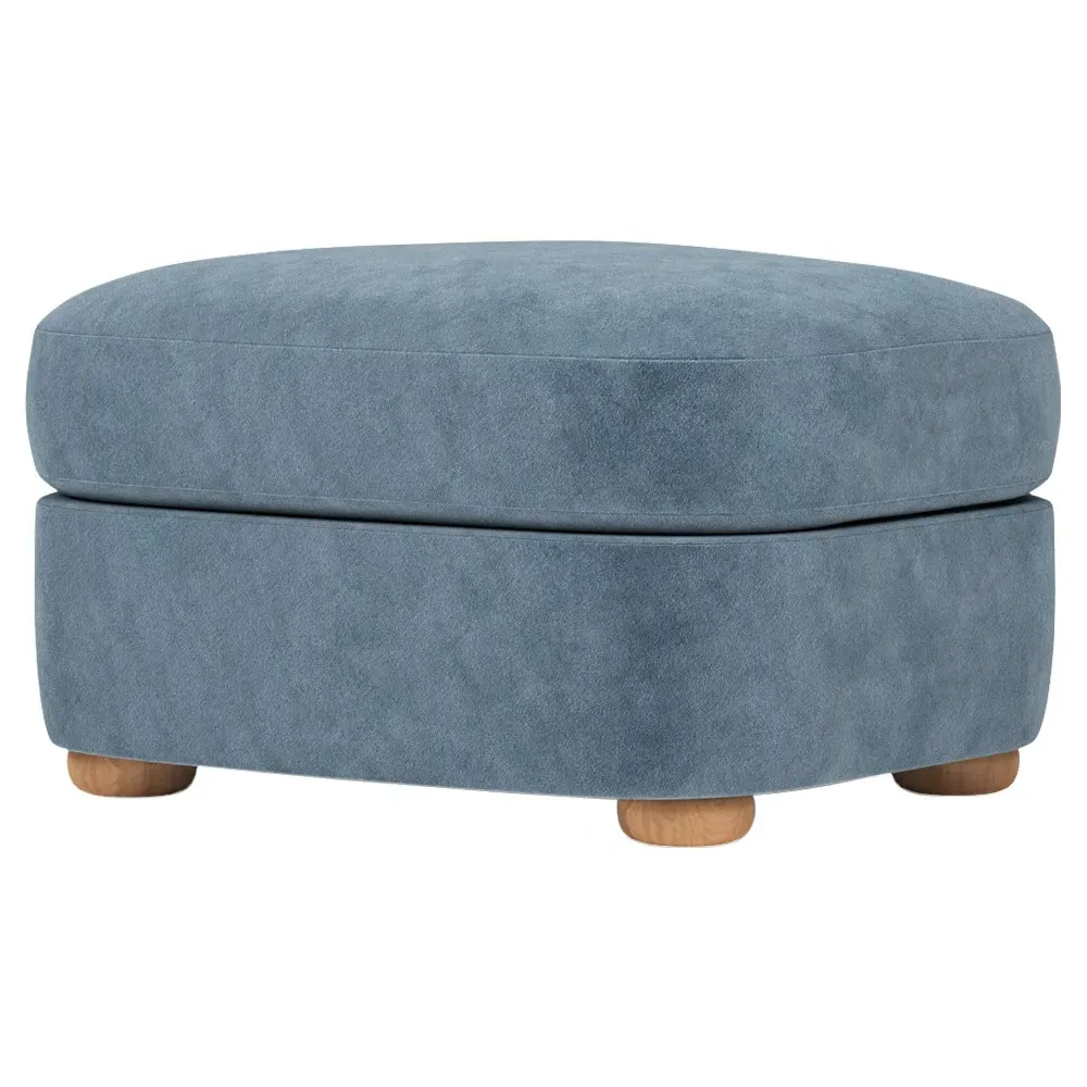 Kaysen Ottoman - Twilight Blue, Performance Velvet