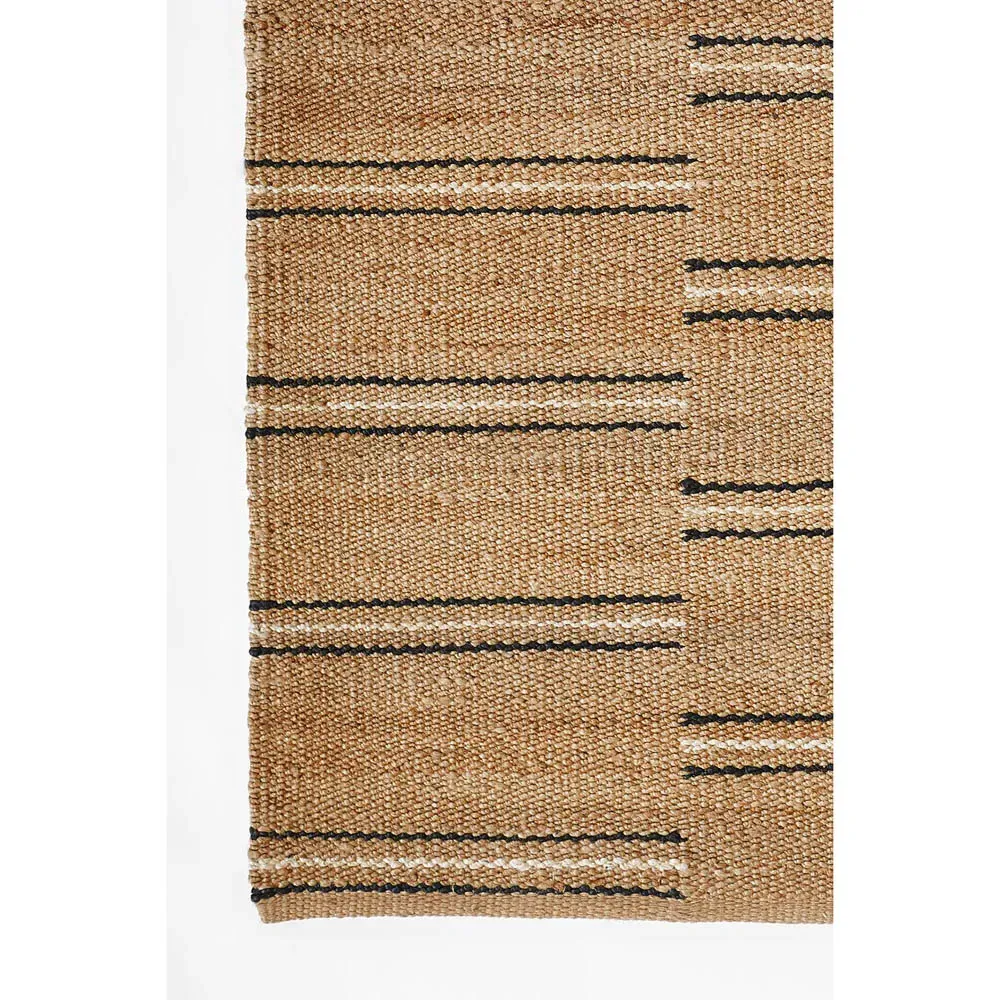 Kayu Striped Jute Rug - Brown