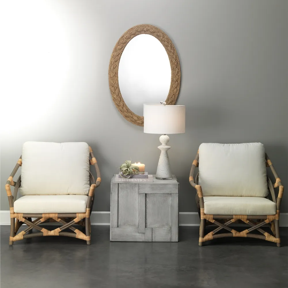 Keira Oval Wall Mirror - Brown, Seagrass