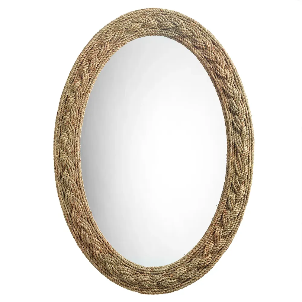 Keira Oval Wall Mirror - Brown, Seagrass image