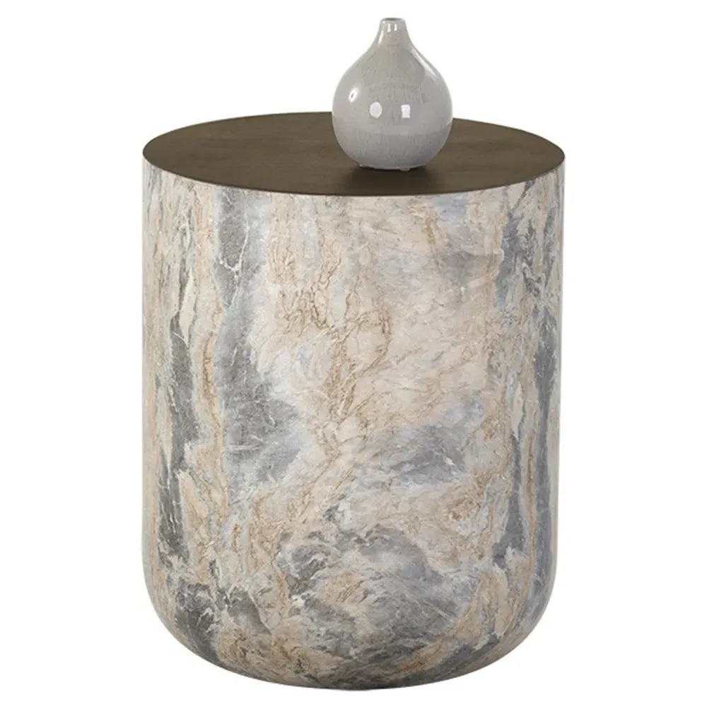 Keisha Outdoor Side Table - Antique Brass, Concrete