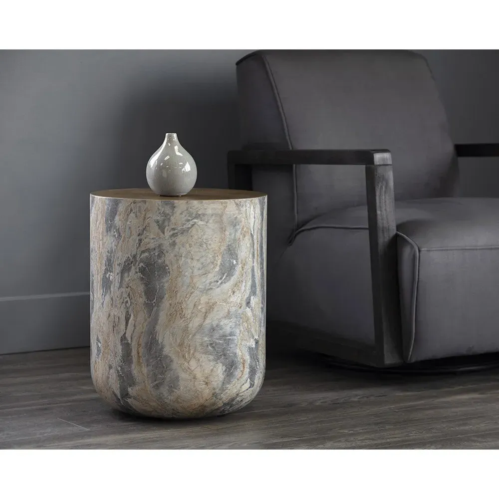 Keisha Outdoor Side Table - Antique Brass, Concrete