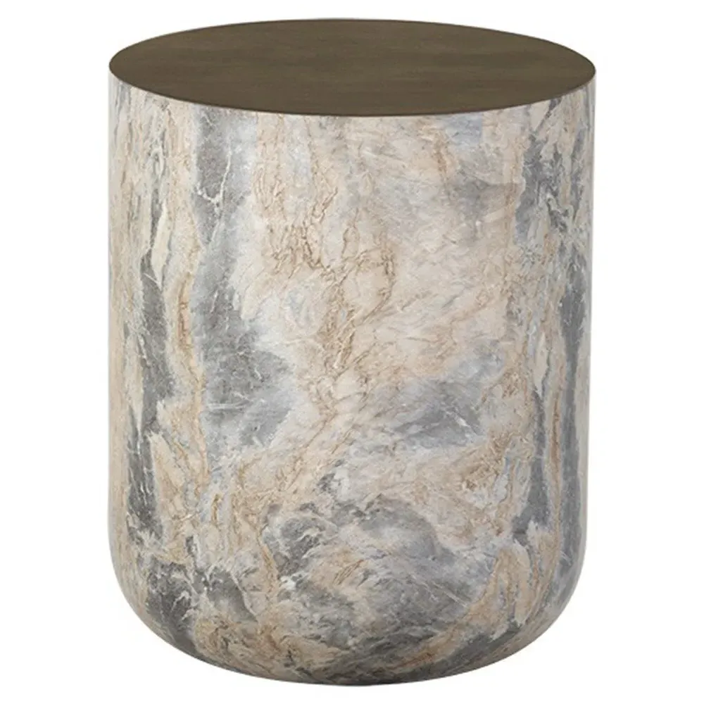 Keisha Outdoor Side Table - Antique Brass, Concrete