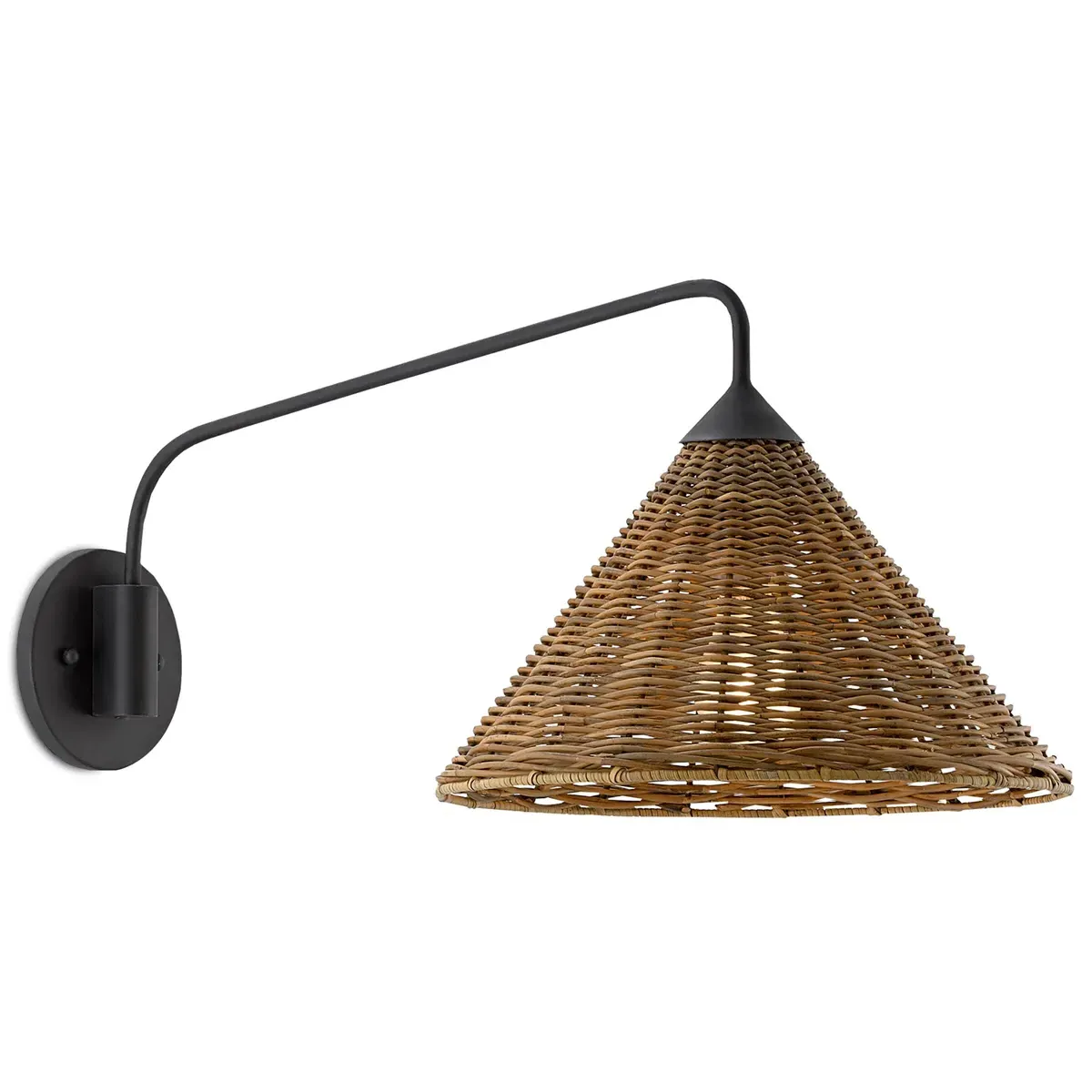 Keith Woven Rattan Wall Sconce - Black, Iron