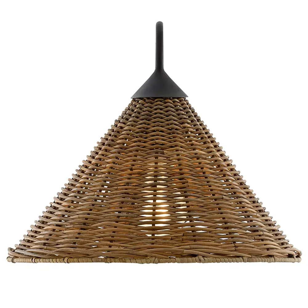 Keith Woven Rattan Wall Sconce - Black, Iron