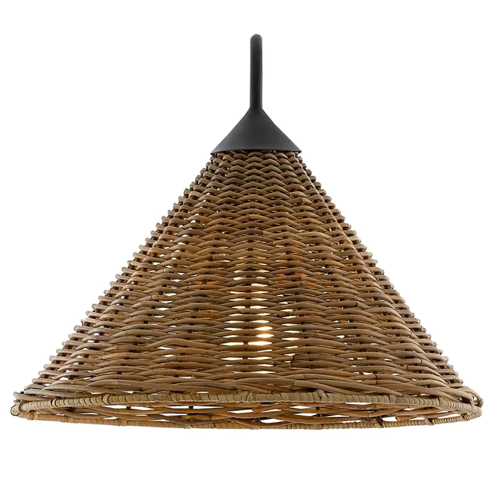 Keith Woven Rattan Wall Sconce - Black, Iron