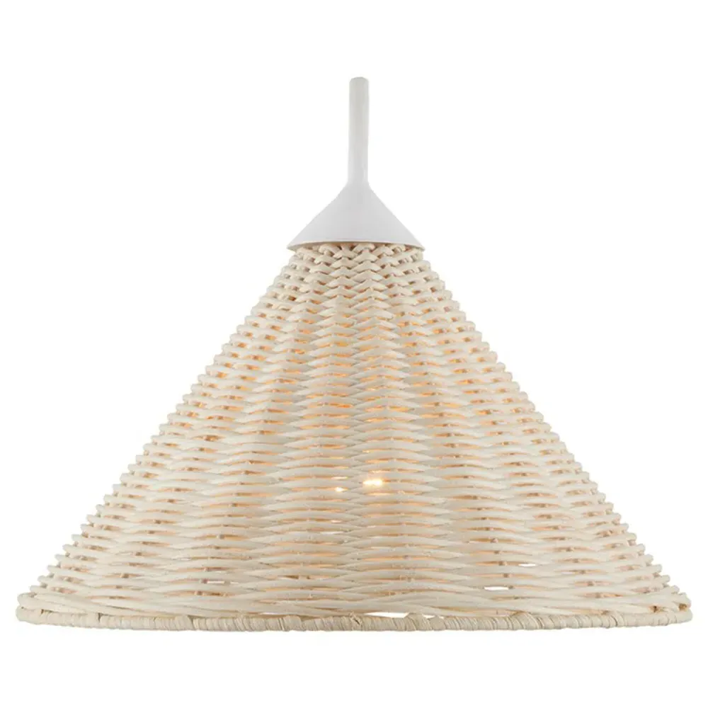 Keith Woven Rattan Wall Sconce - White, Iron