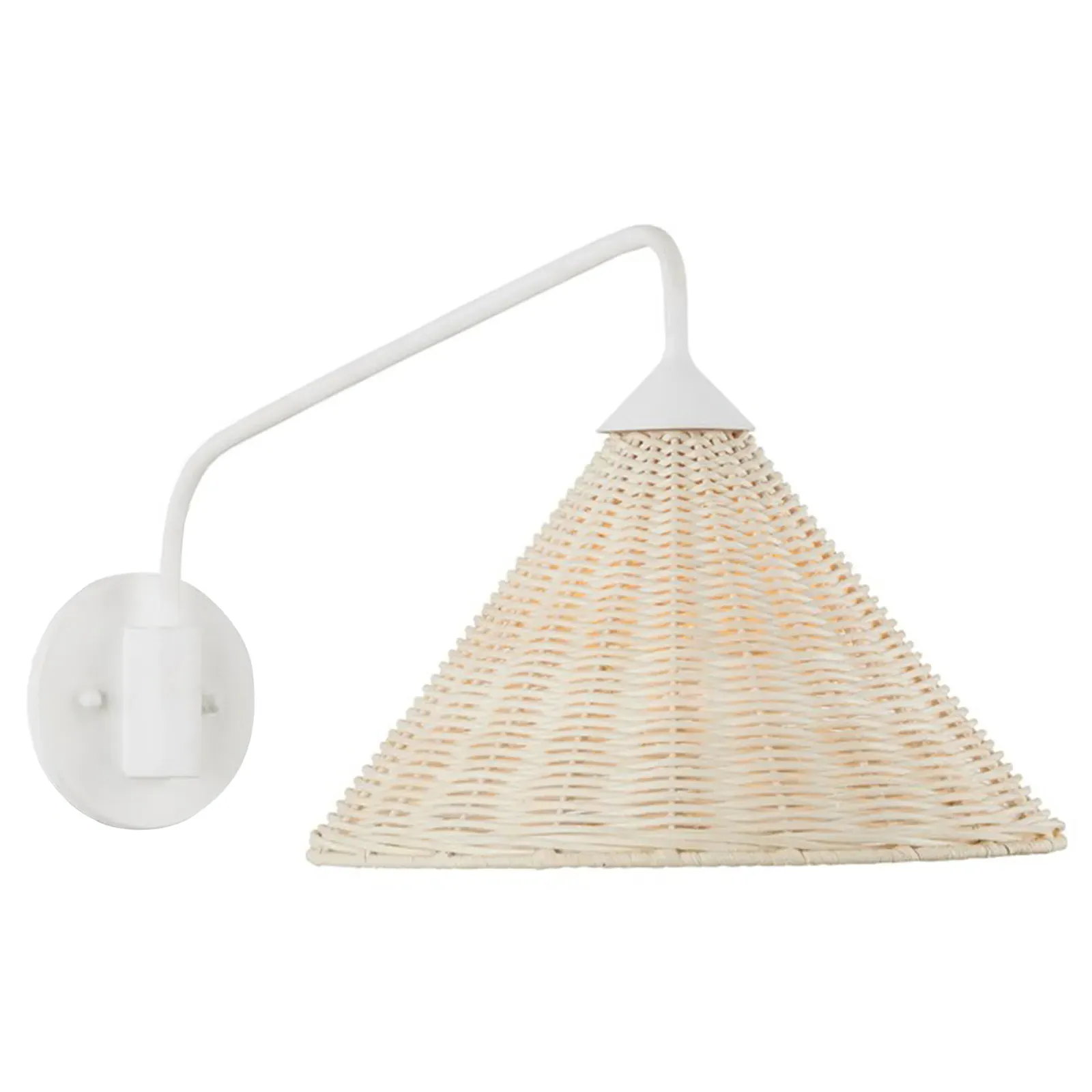 Keith Woven Rattan Wall Sconce - White, Iron