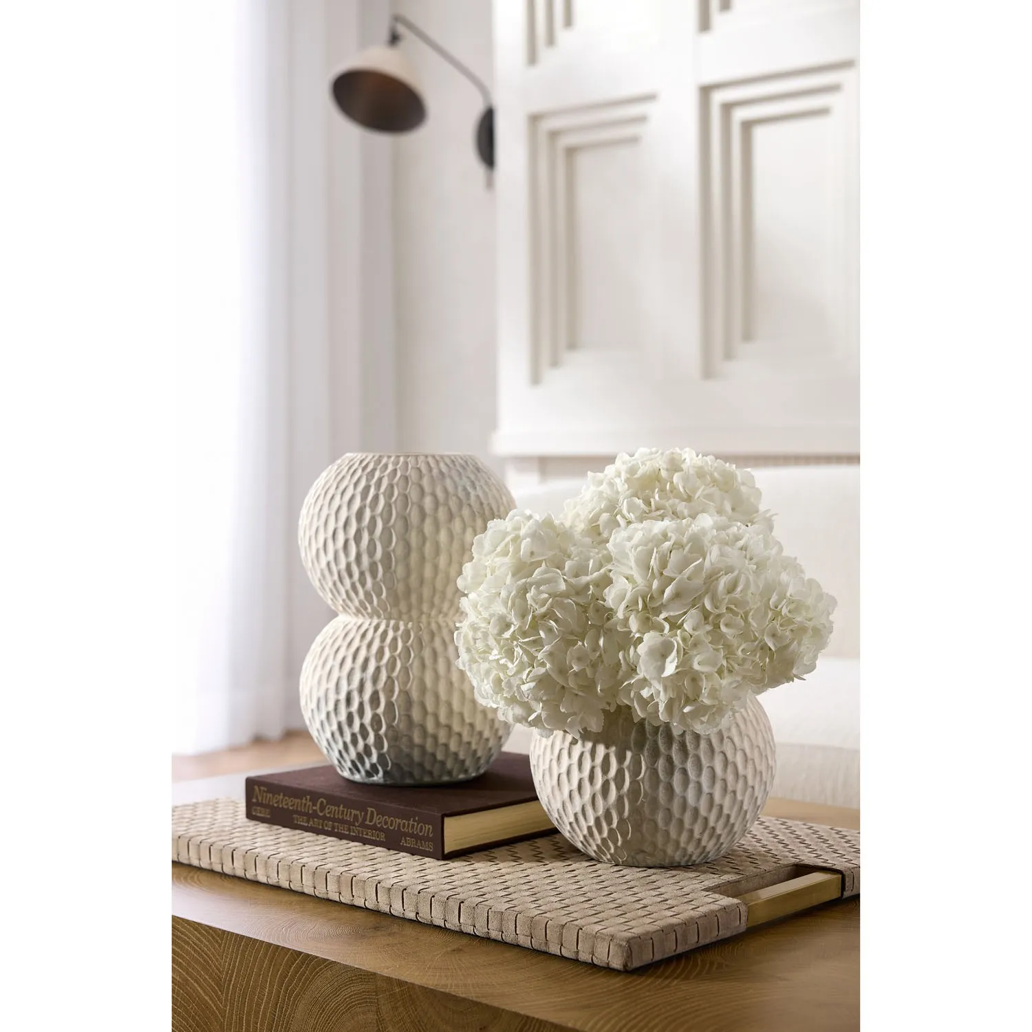 Kellen Decorative Tray with Handles - Taupe, Suede